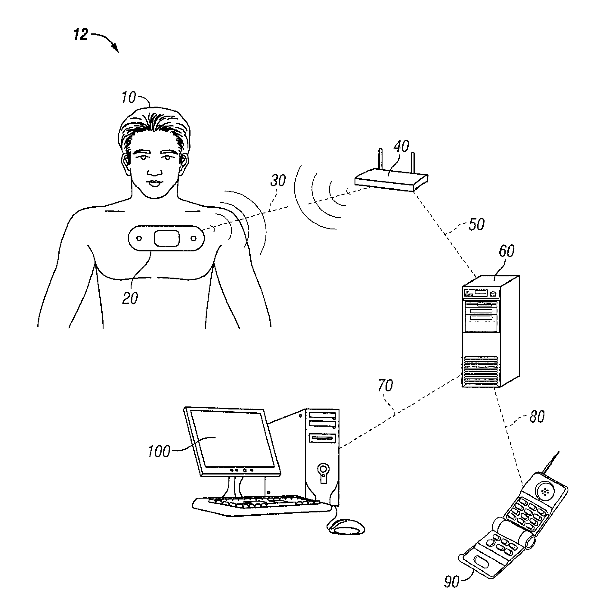 Vital-signs monitor with spaced electrodes