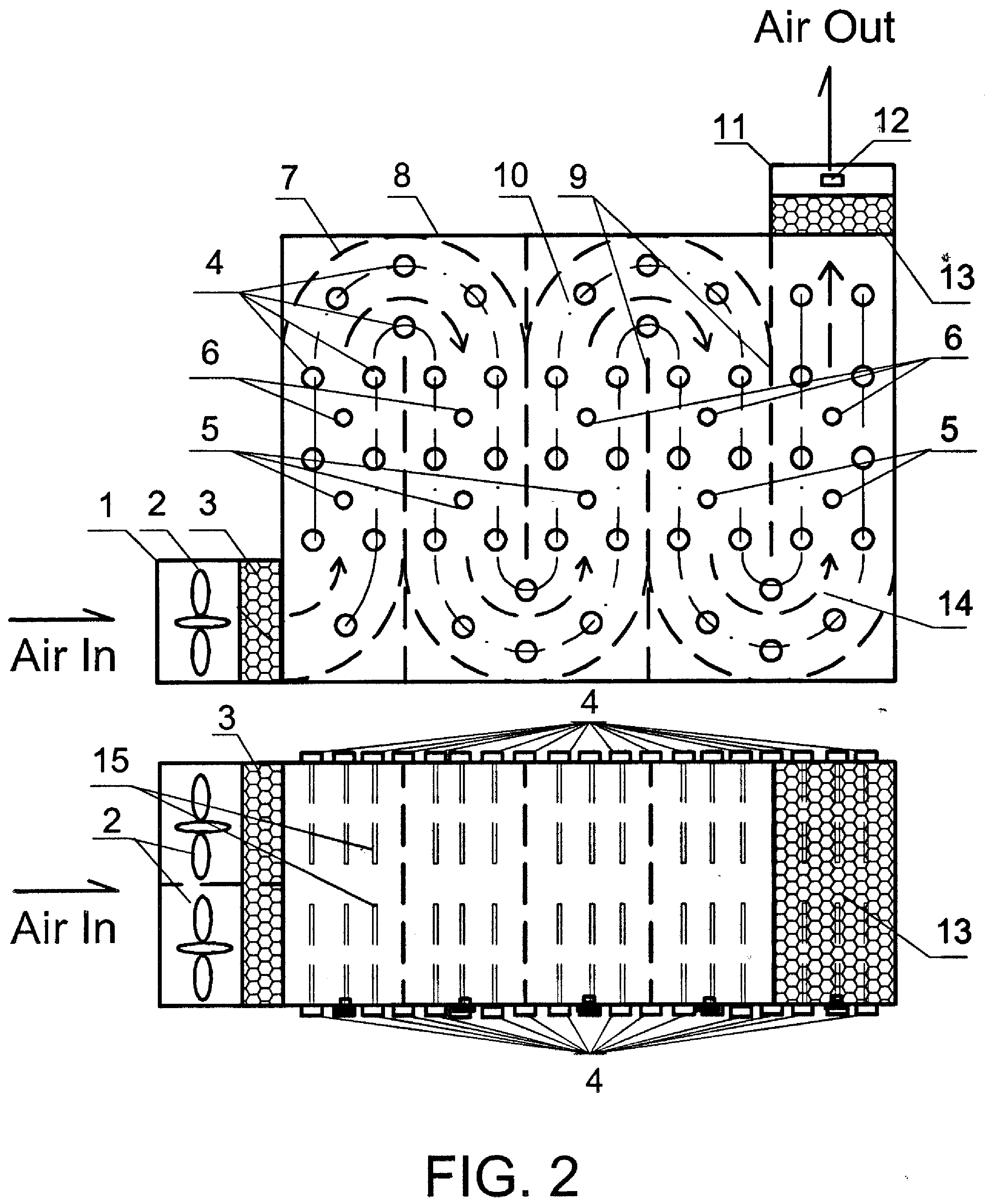 Method and apparatus for sterilizing air in large volumes by radiation of ultraviolet rays