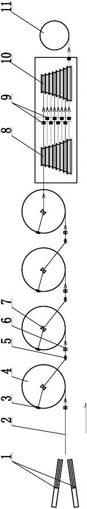 Combined wire drawing machine and wire drawing process