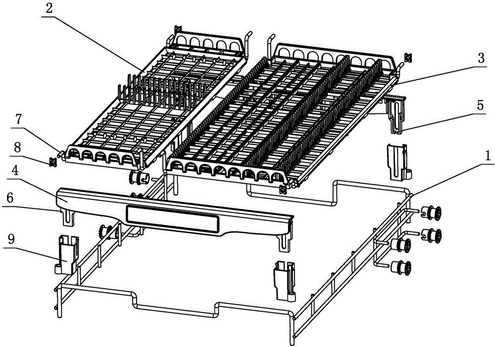 Vertical adjustment mechanism for knife-and-fork holders of dish washing machine