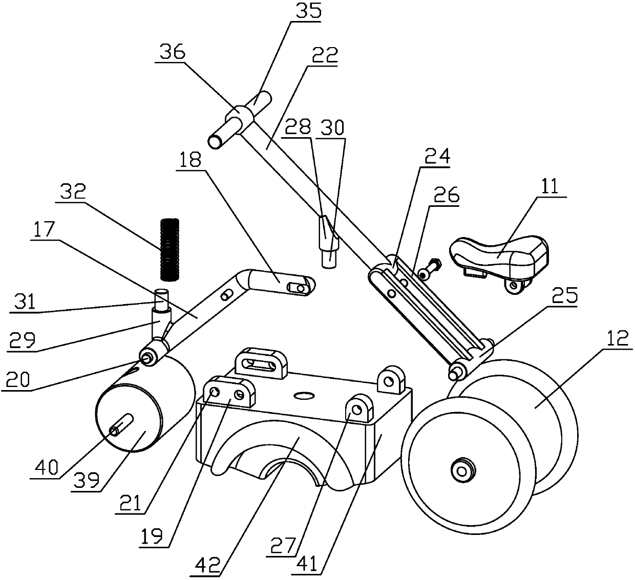 Segway based on cross bracket shock absorption