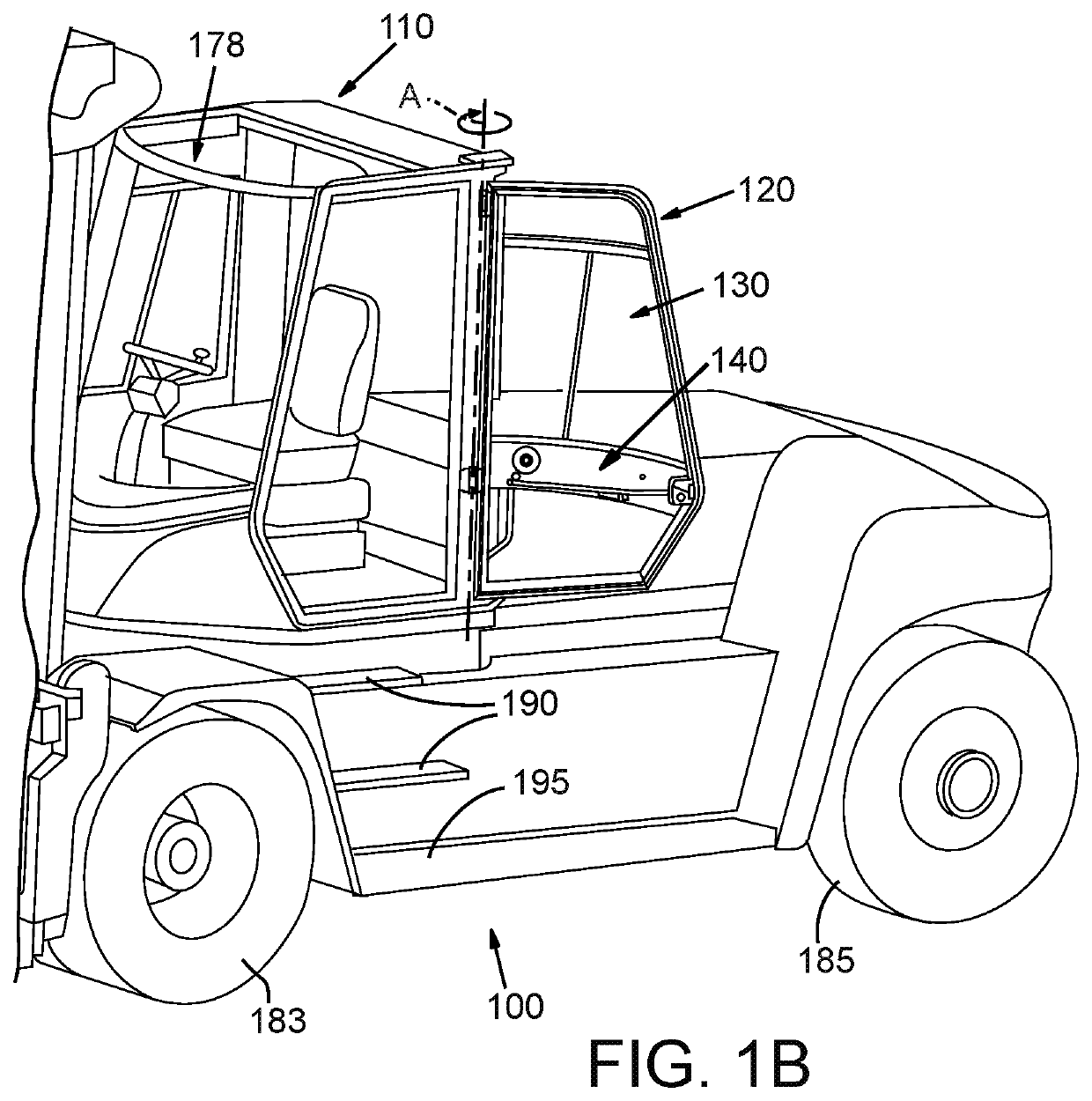 Lift truck operator compartment door