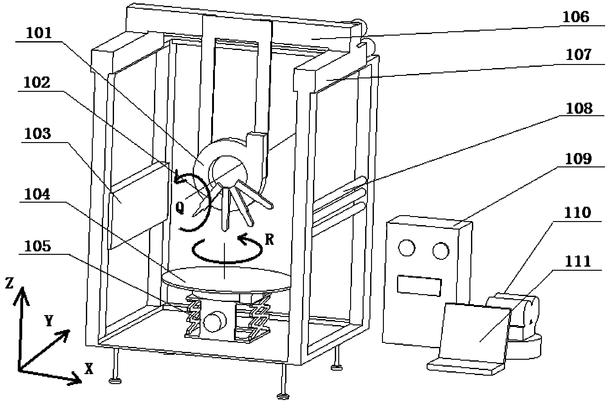 Pneumatic multi-nozzle complex tissue and organ manufacturing system with multiple degrees of freedom