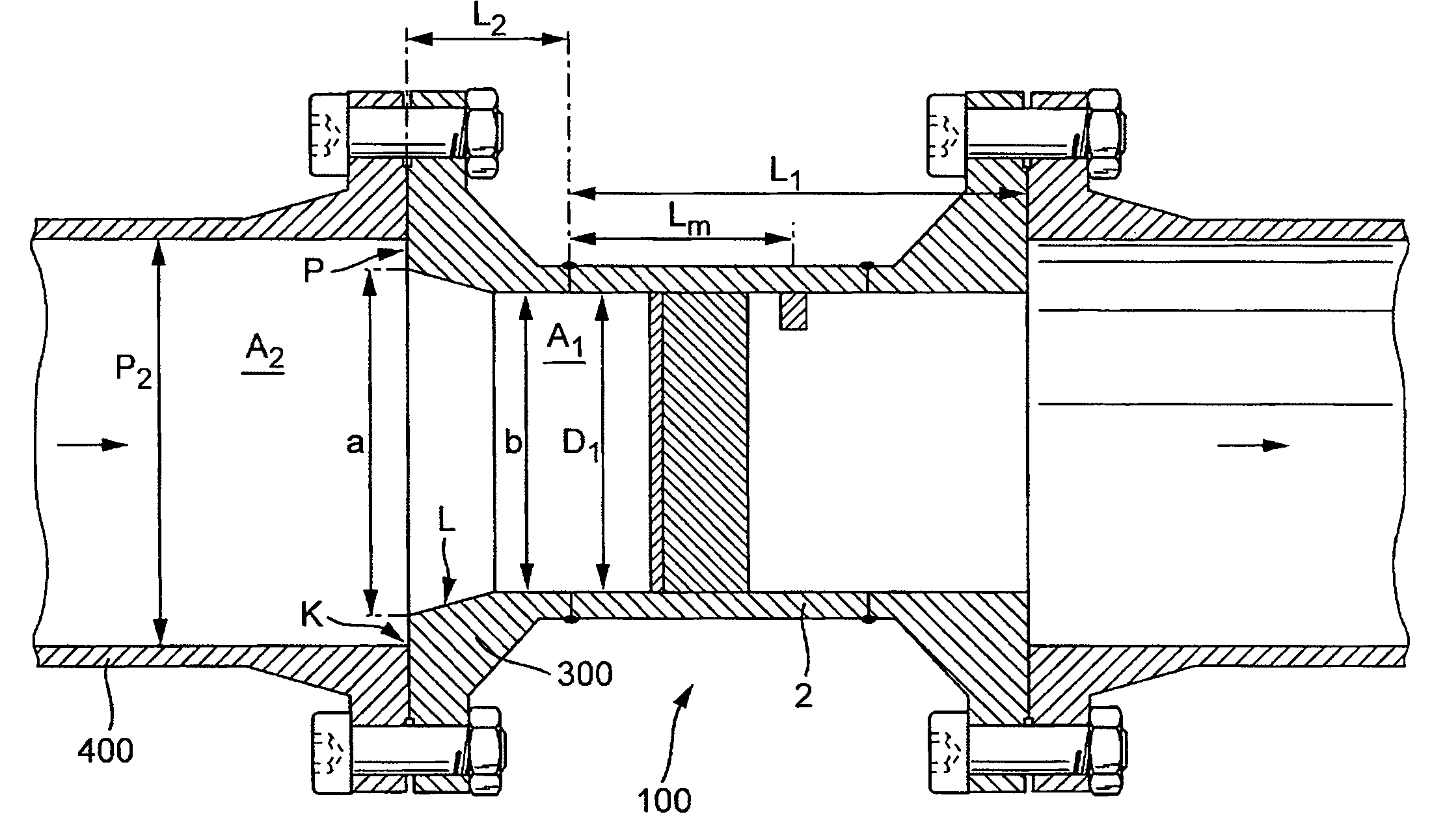 Measuring system with a flow conditioner arranged at an inlet of a measuring tube