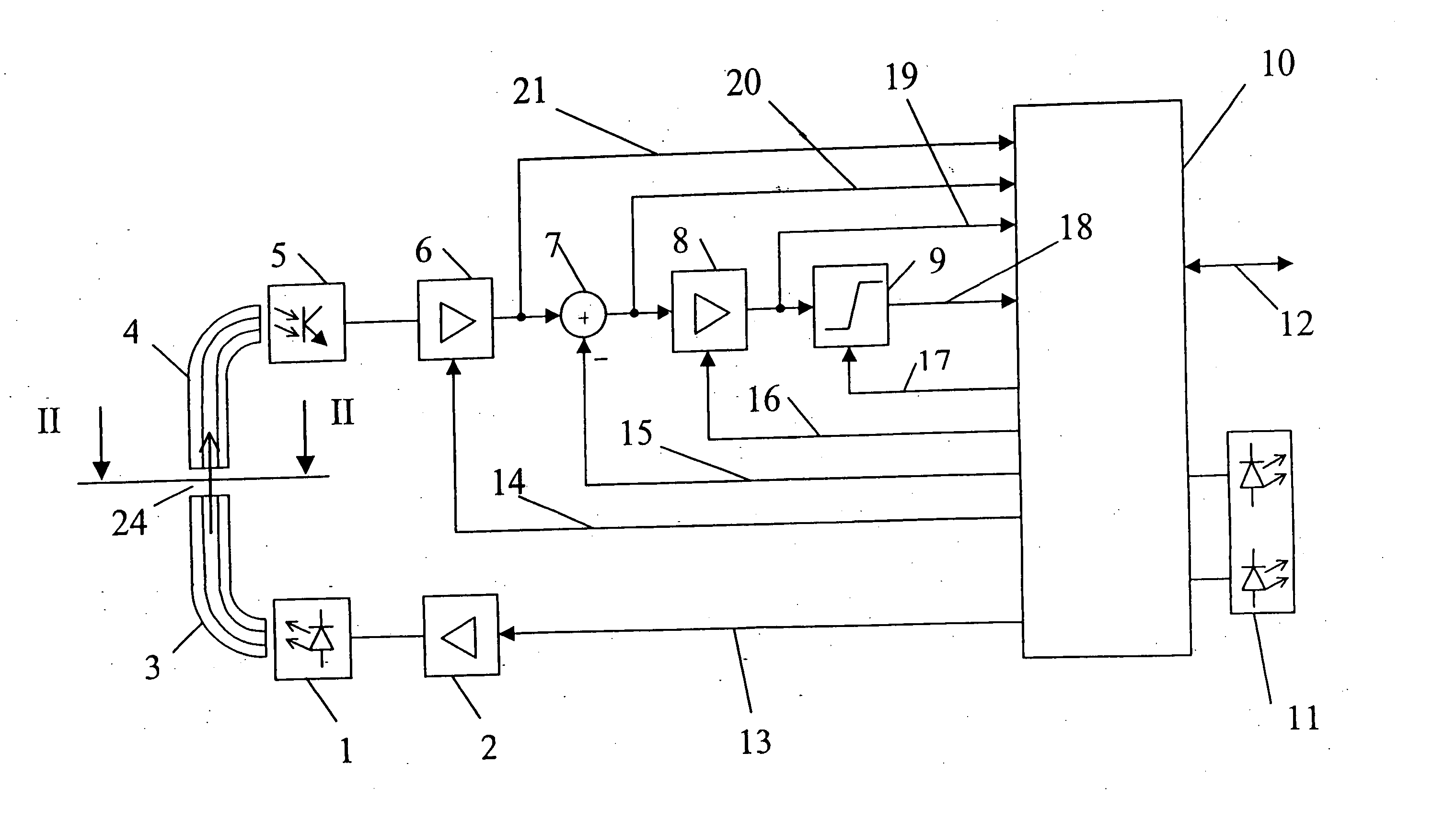 Device to detect individual moving objects having very small dimensions