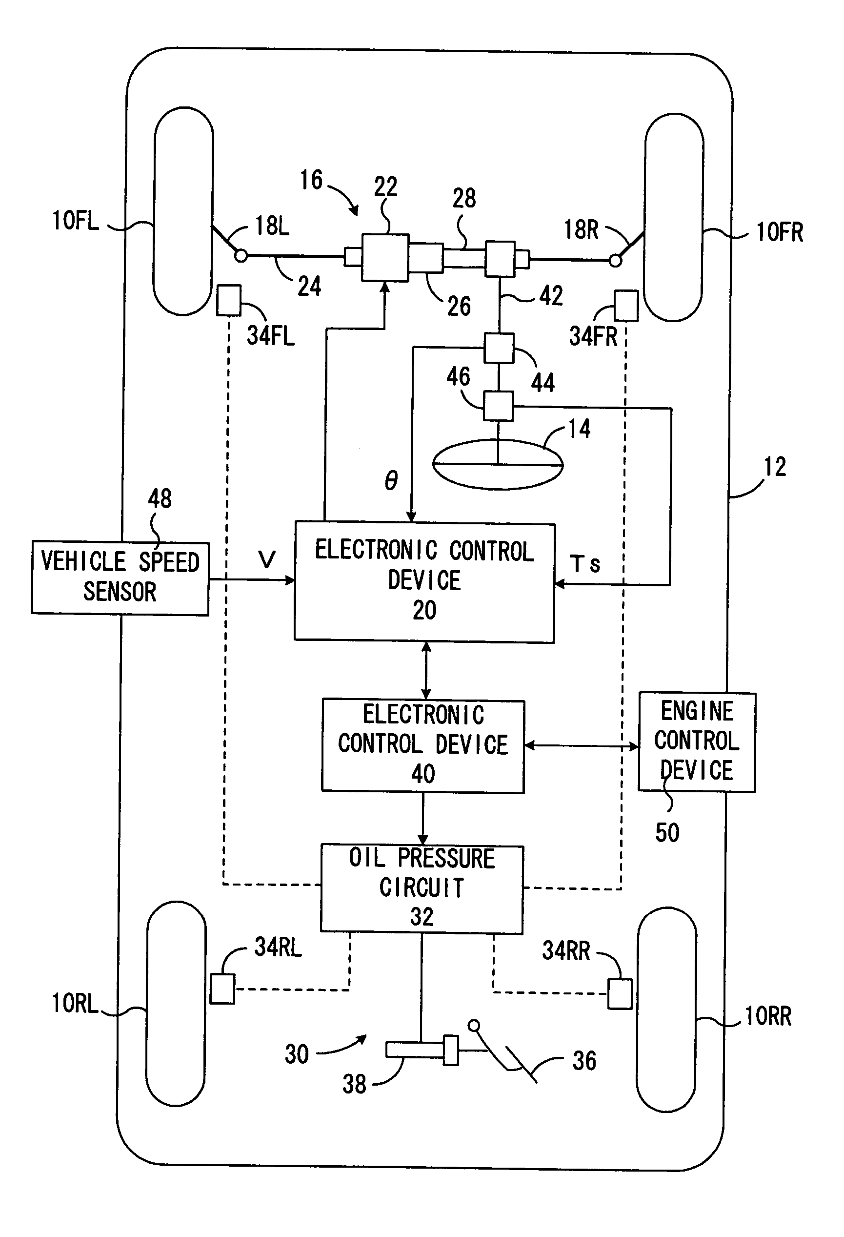 Control Device of Electric Power Steering Device for Vehicles in Which Steered Wheels Are Driven