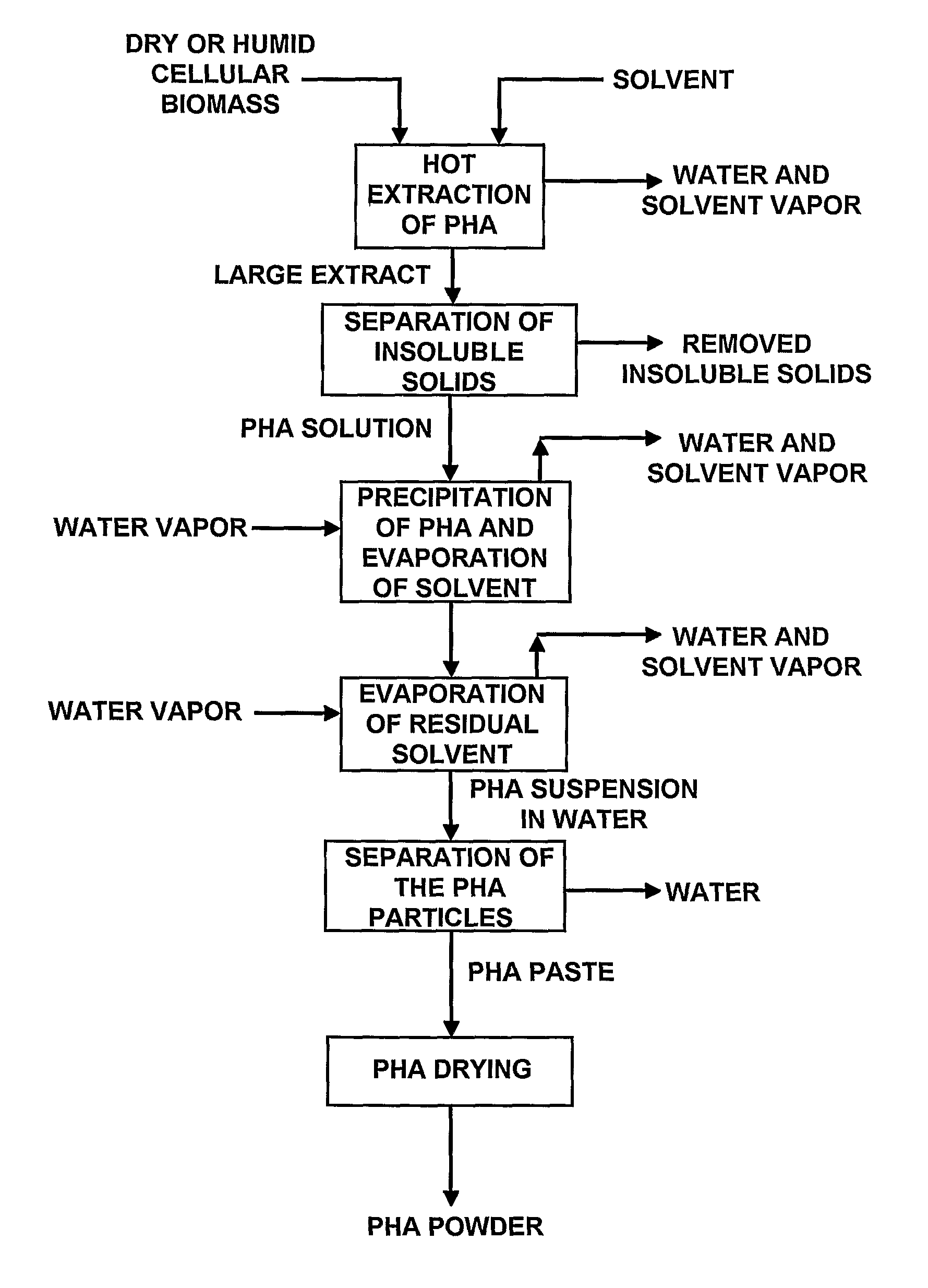 Process for extracting and recovering polyhydroxyalkanoates (PHAs) from cellular biomass