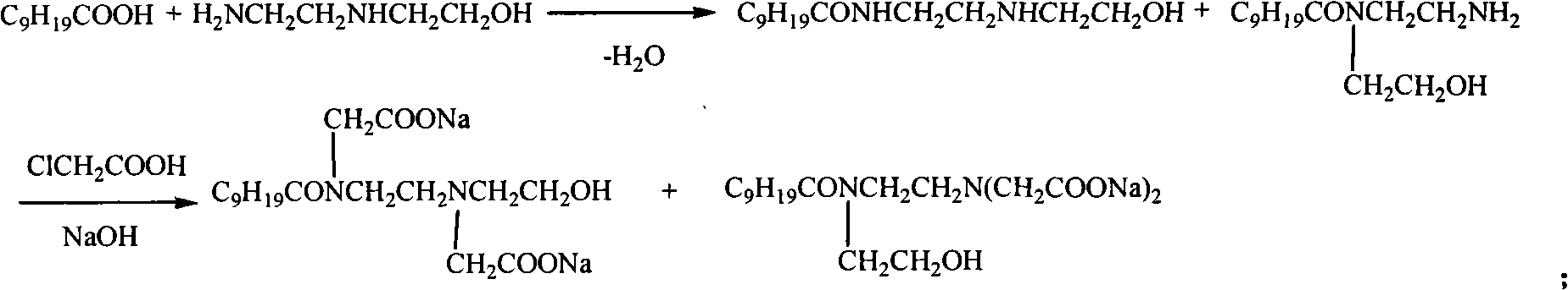 Dicarboxy capric acid acidamide surfactant and synthetic method