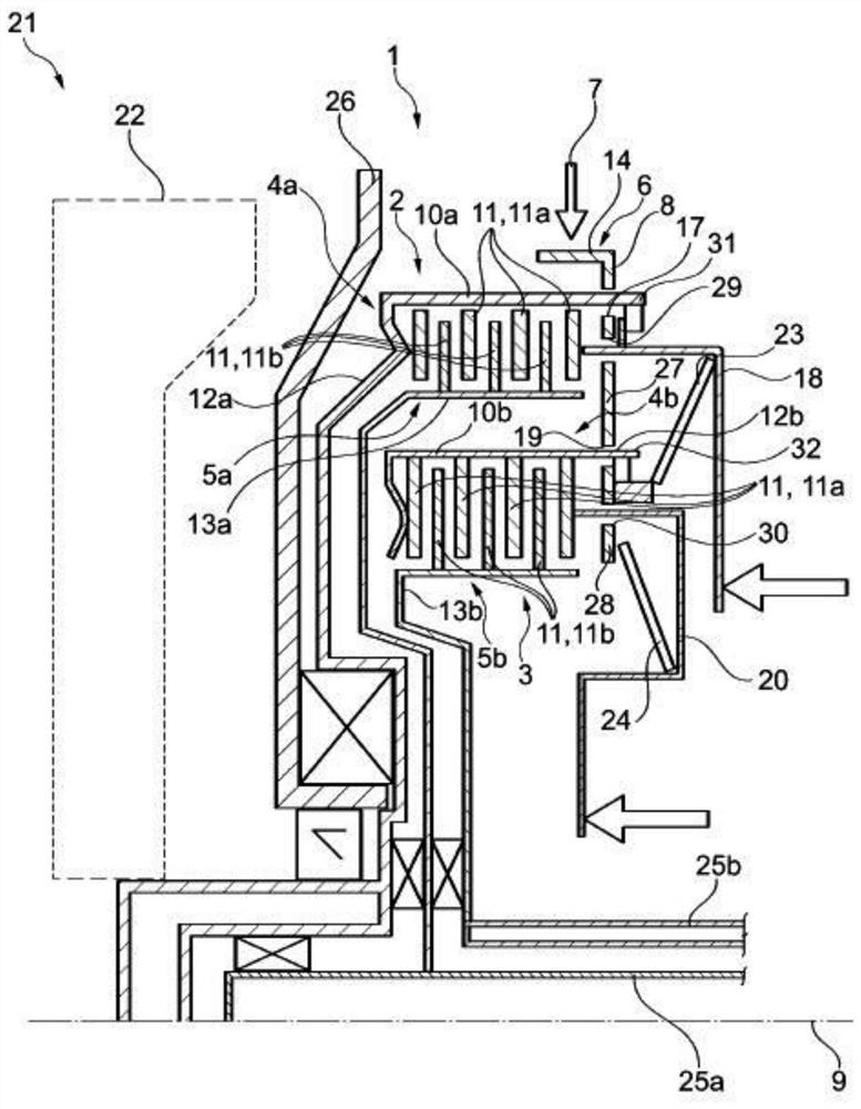 Multiple clutch with encoder part for rotational speed detection; and clutch arrangement with multiple clutch and dual-mass flywheel