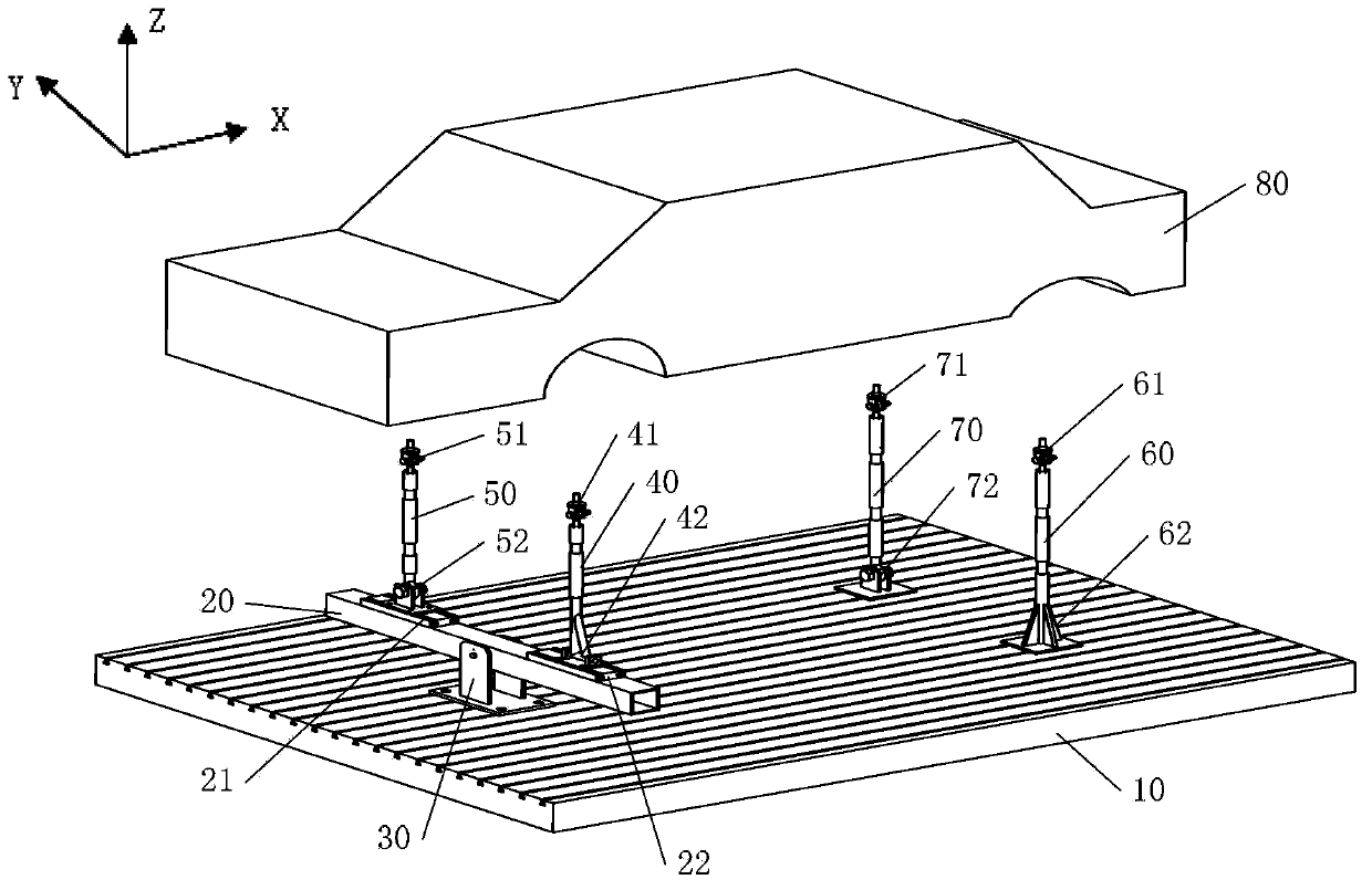 Passenger car body-in-white bending and torsion stiffness test restraint device