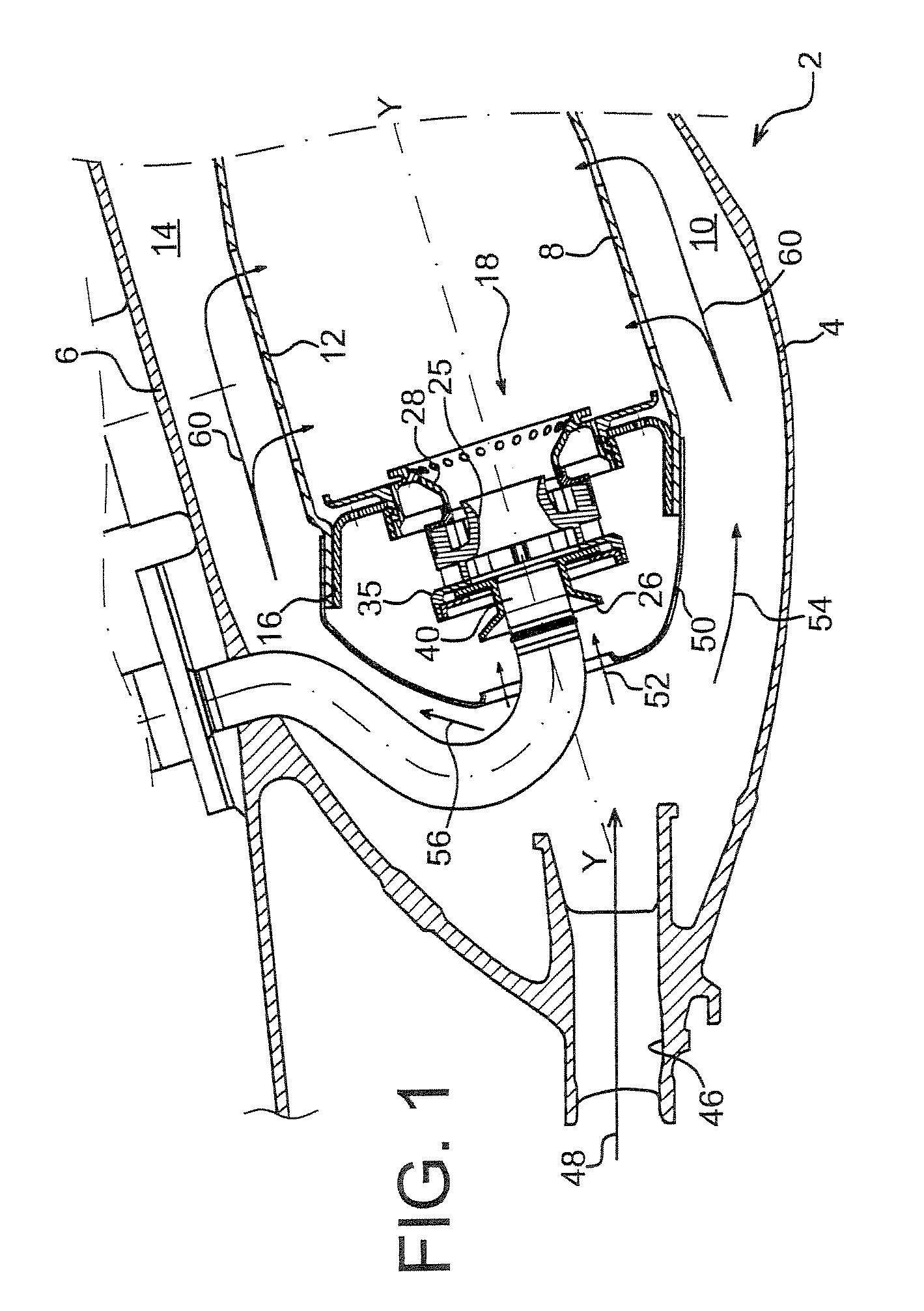 Antirotation injection system for turbojet