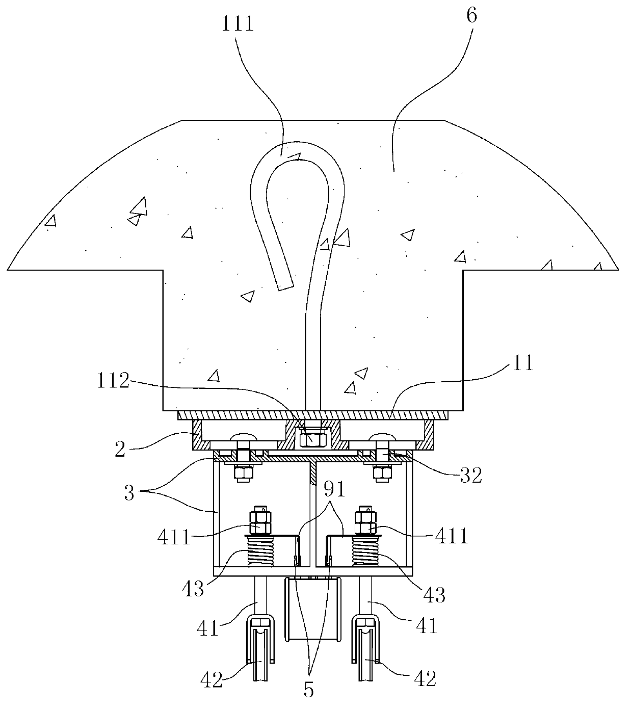 Pre-buried-type hanging device