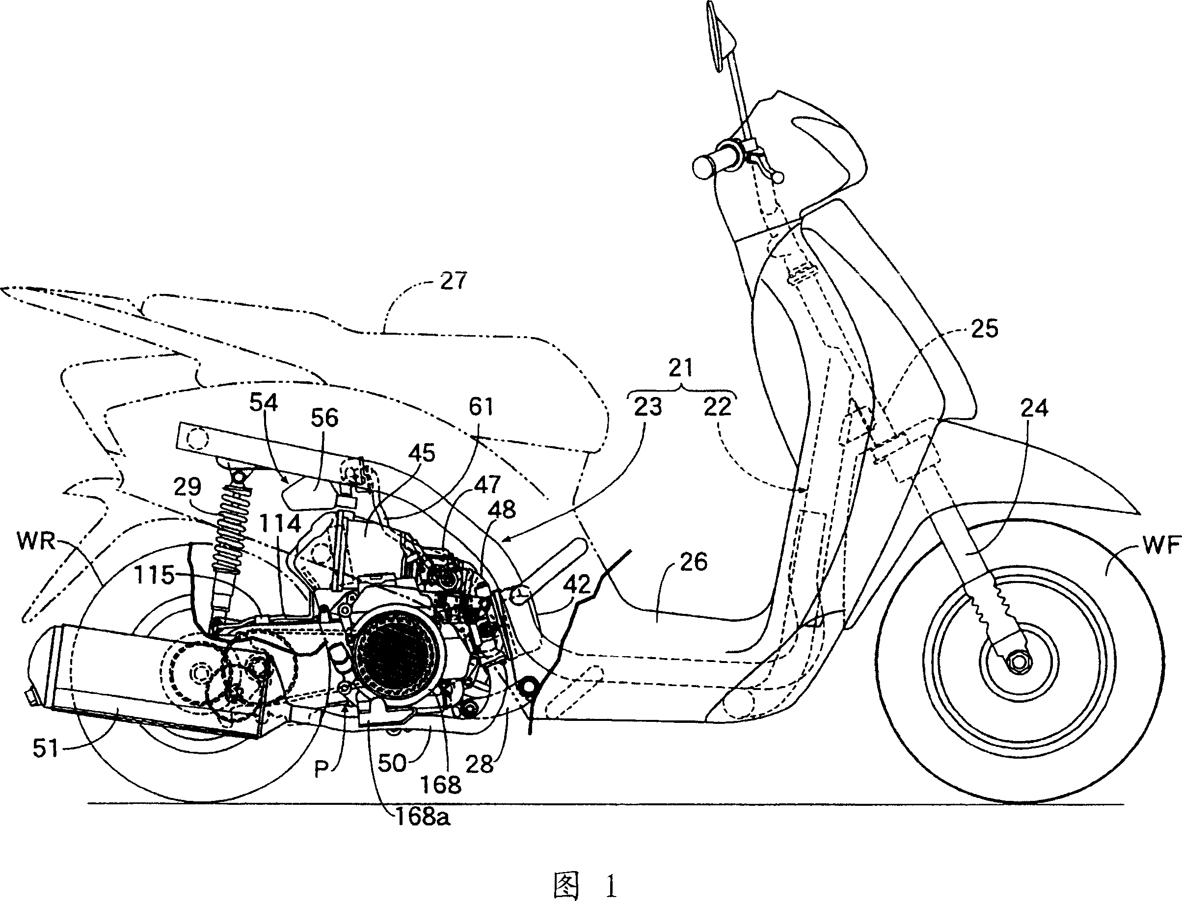 Two-wheeled motor vehicle transmission box aeration structure