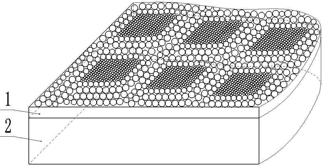 Indium-iron grid-shaped spherical composite microcrystal composite layer