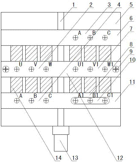 Connection and conversion mechanism for translation type motor three-phase winding