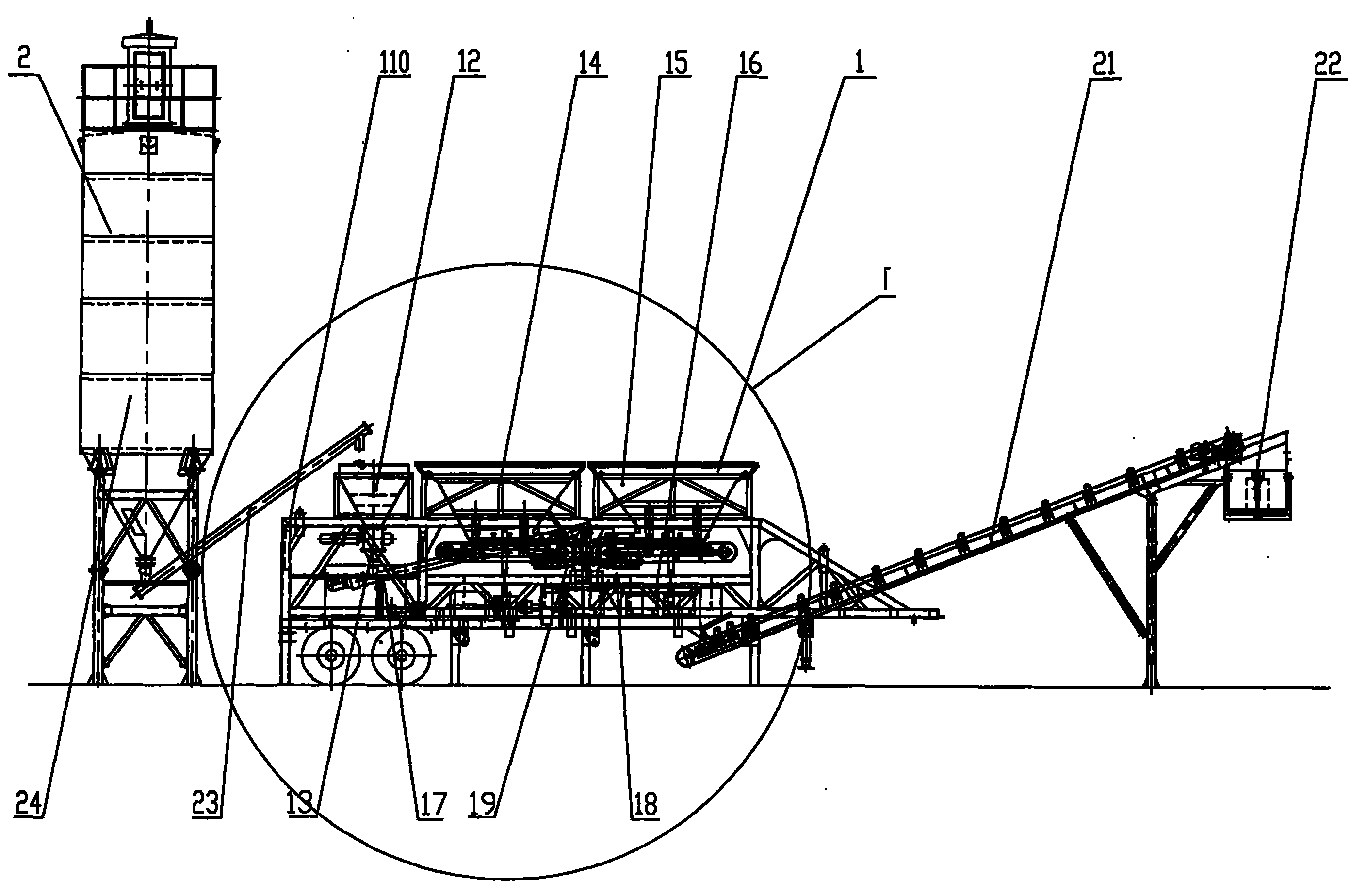 Mobile regenerated asphalt mixture cold mixing device