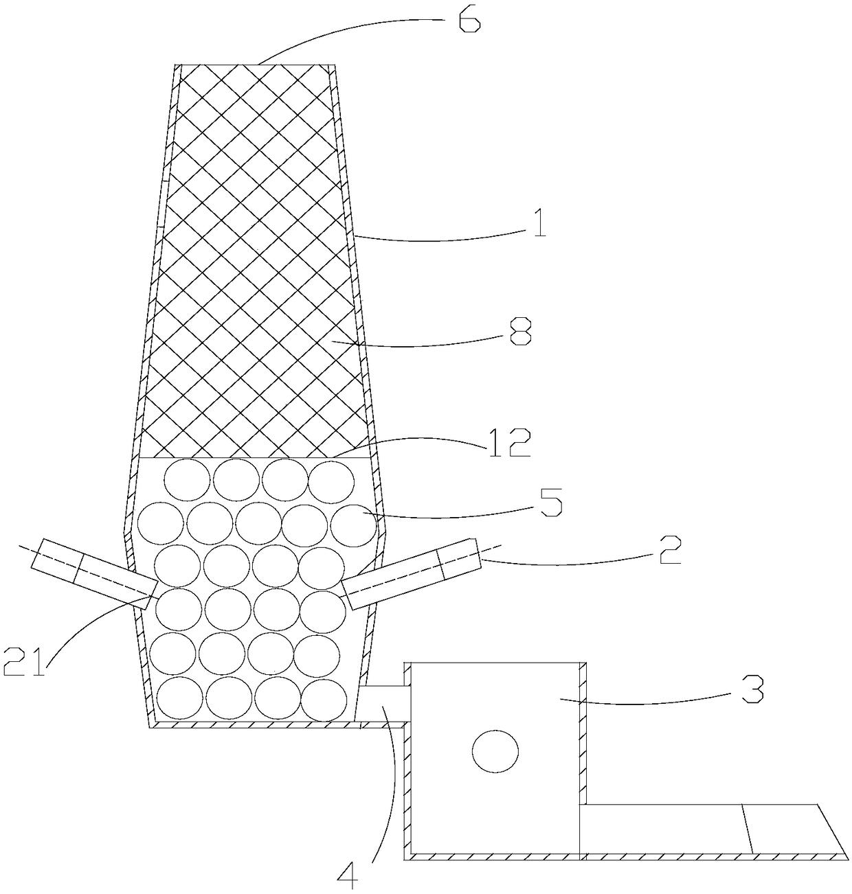 Novel coke-free cupola furnace and method of melting iron by use of novel coke-free cupola furnace