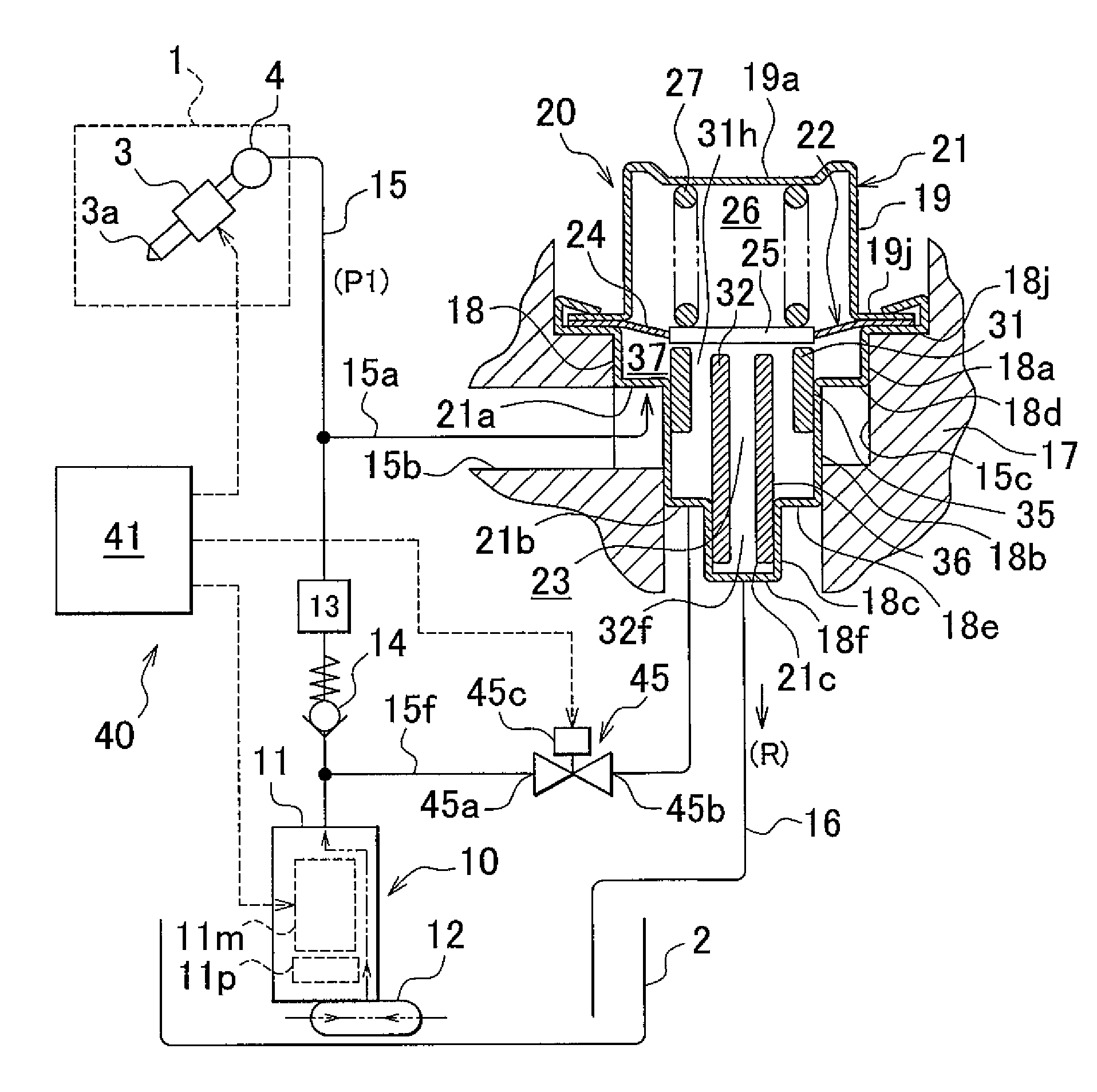 Fluid pressure regulating device and fuel supply system using same