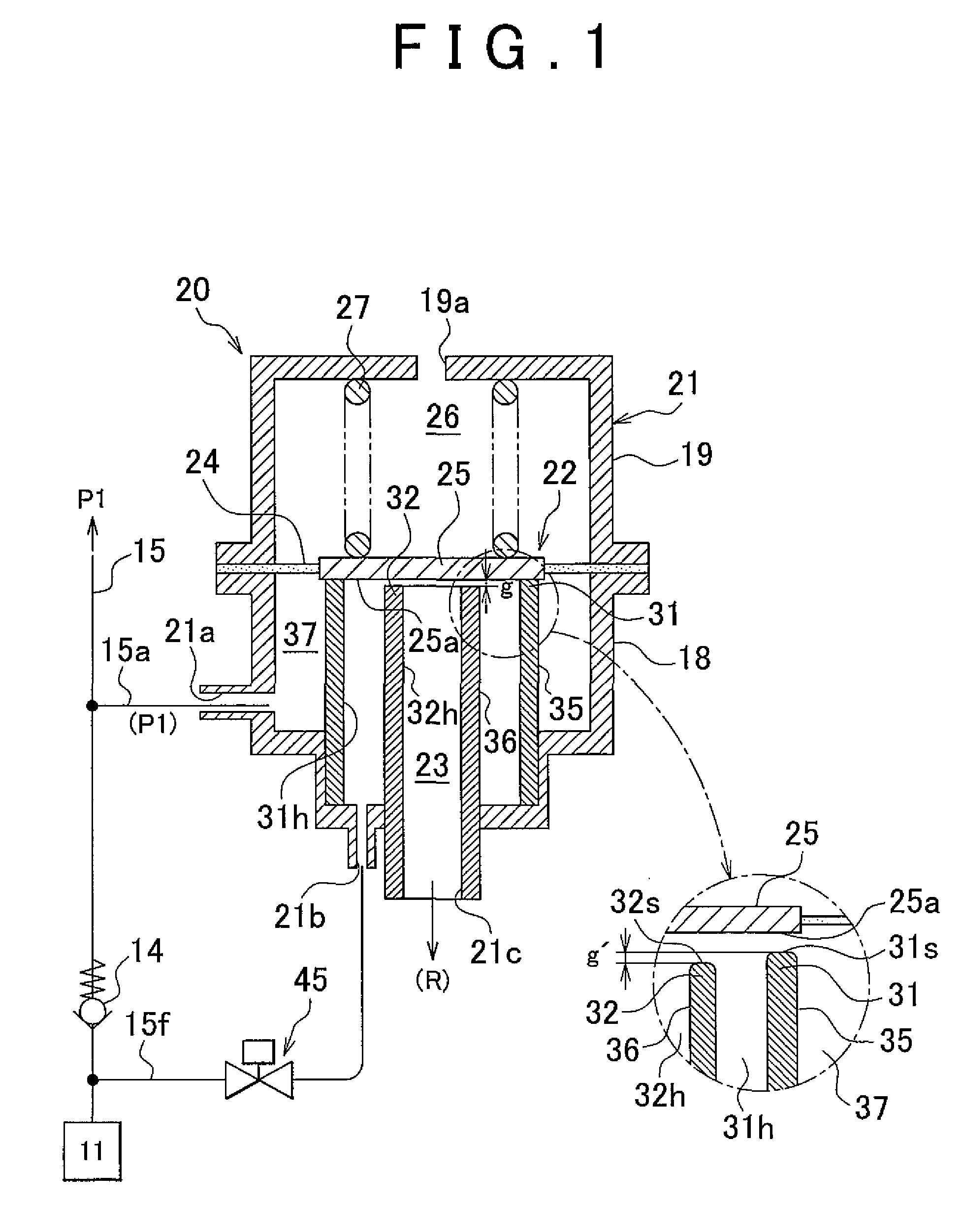 Fluid pressure regulating device and fuel supply system using same