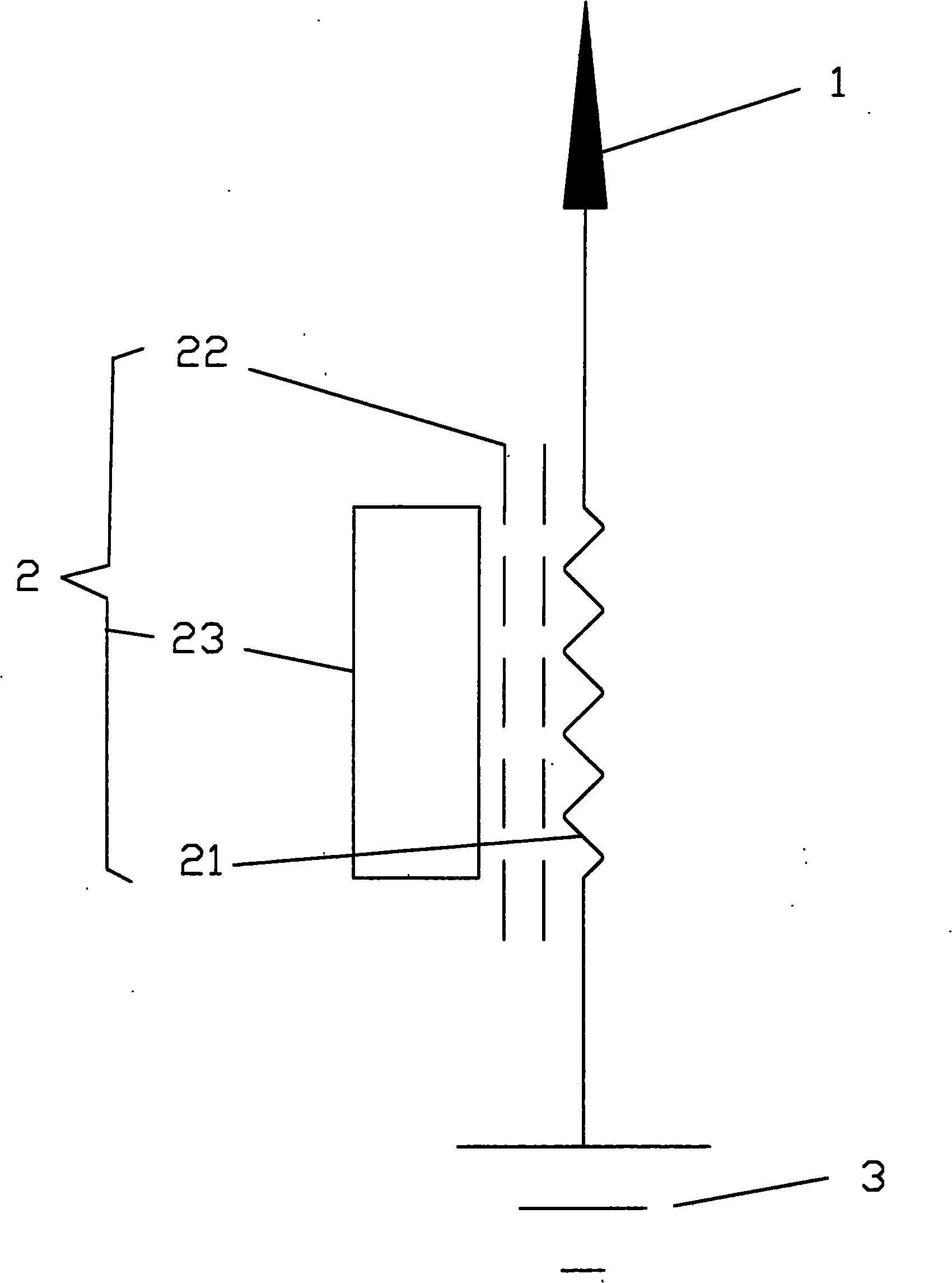 Lightning arresting method and device with function of inhibiting lightning stroke current intensity