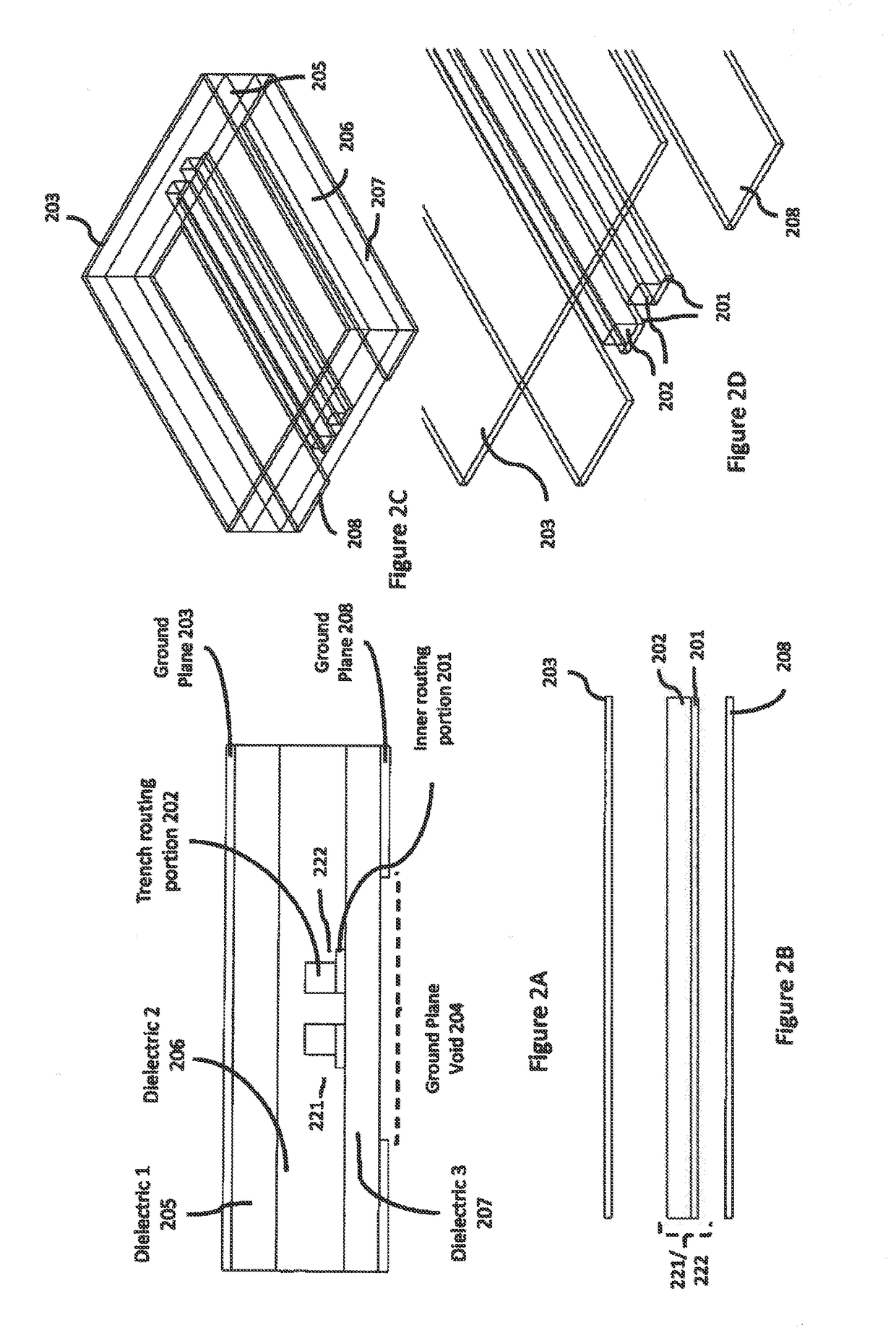 Vertical trench routing in a substrate