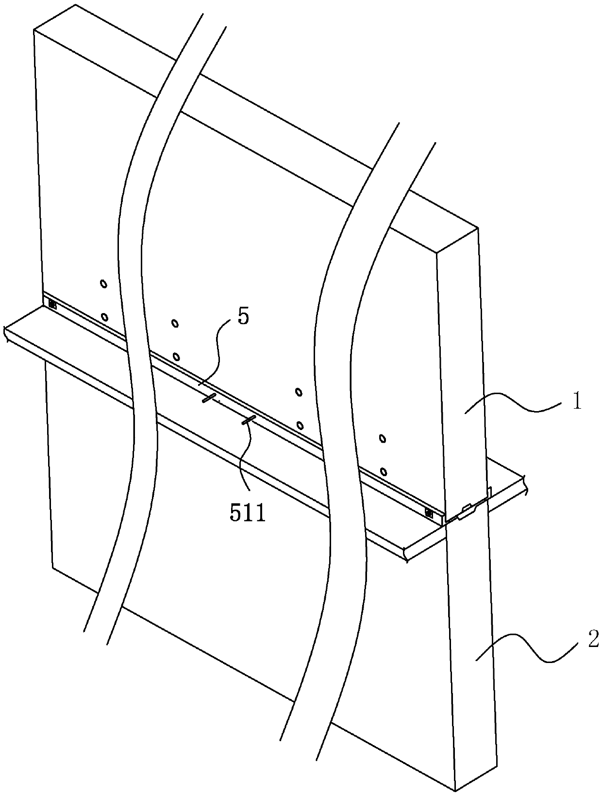 Shear wall connection structure and construction process thereof