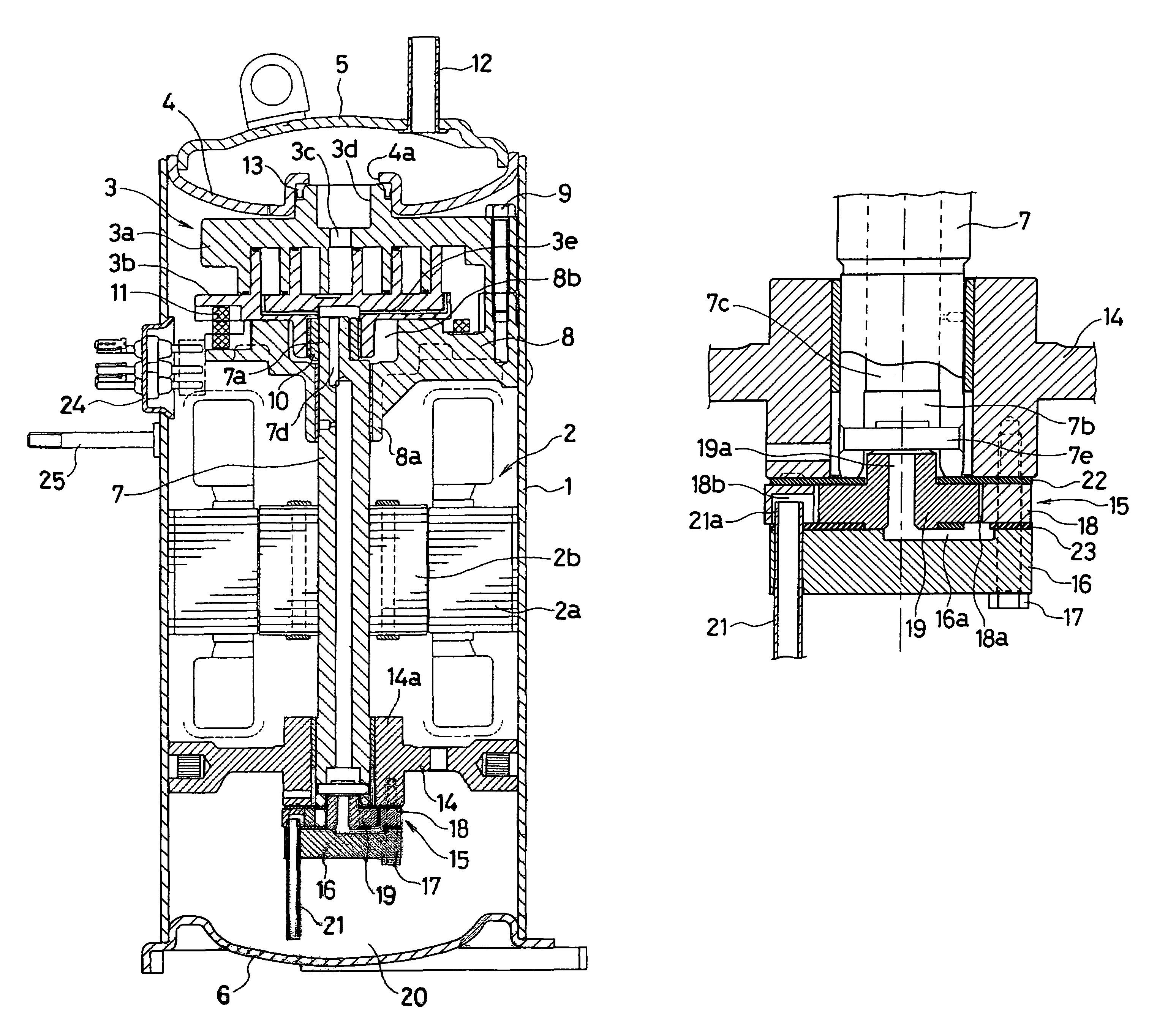 Compressor having an oil residue pool