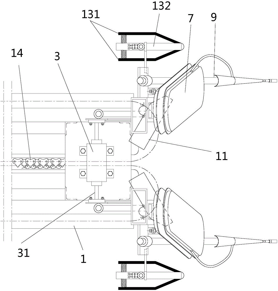 Automatic adjustment row-controlled device of peanut combine