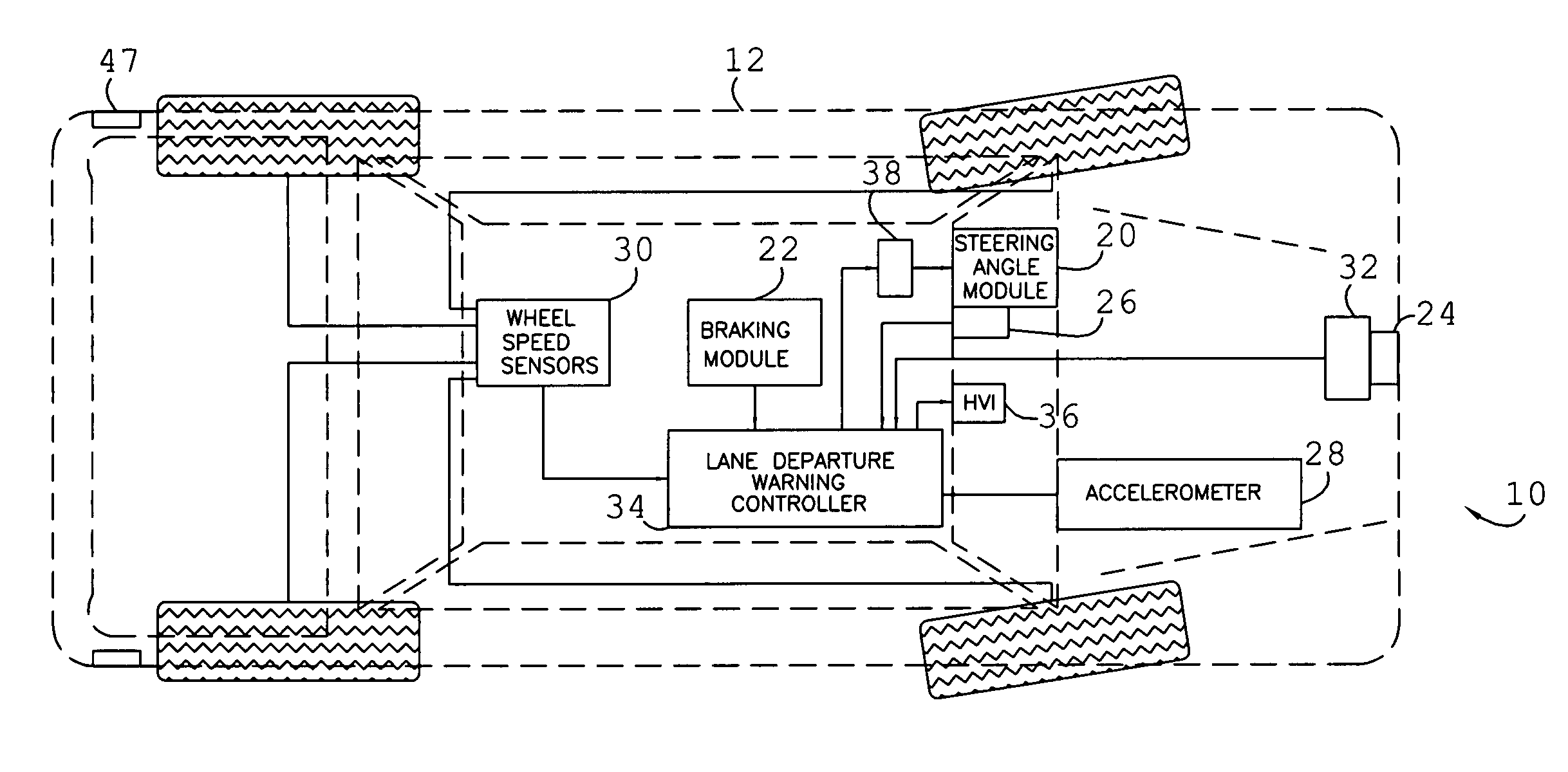 Lane departure warning and change assist system utilizing active materials