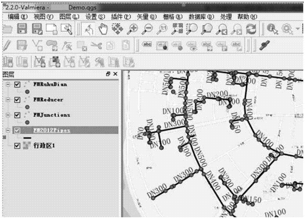 Water supply pipe network management and hydraulic model construction method by using open source GIS and database