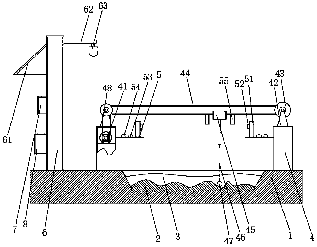 Intelligent detection device for scouring and silting changes of cross section of silt-rich channel