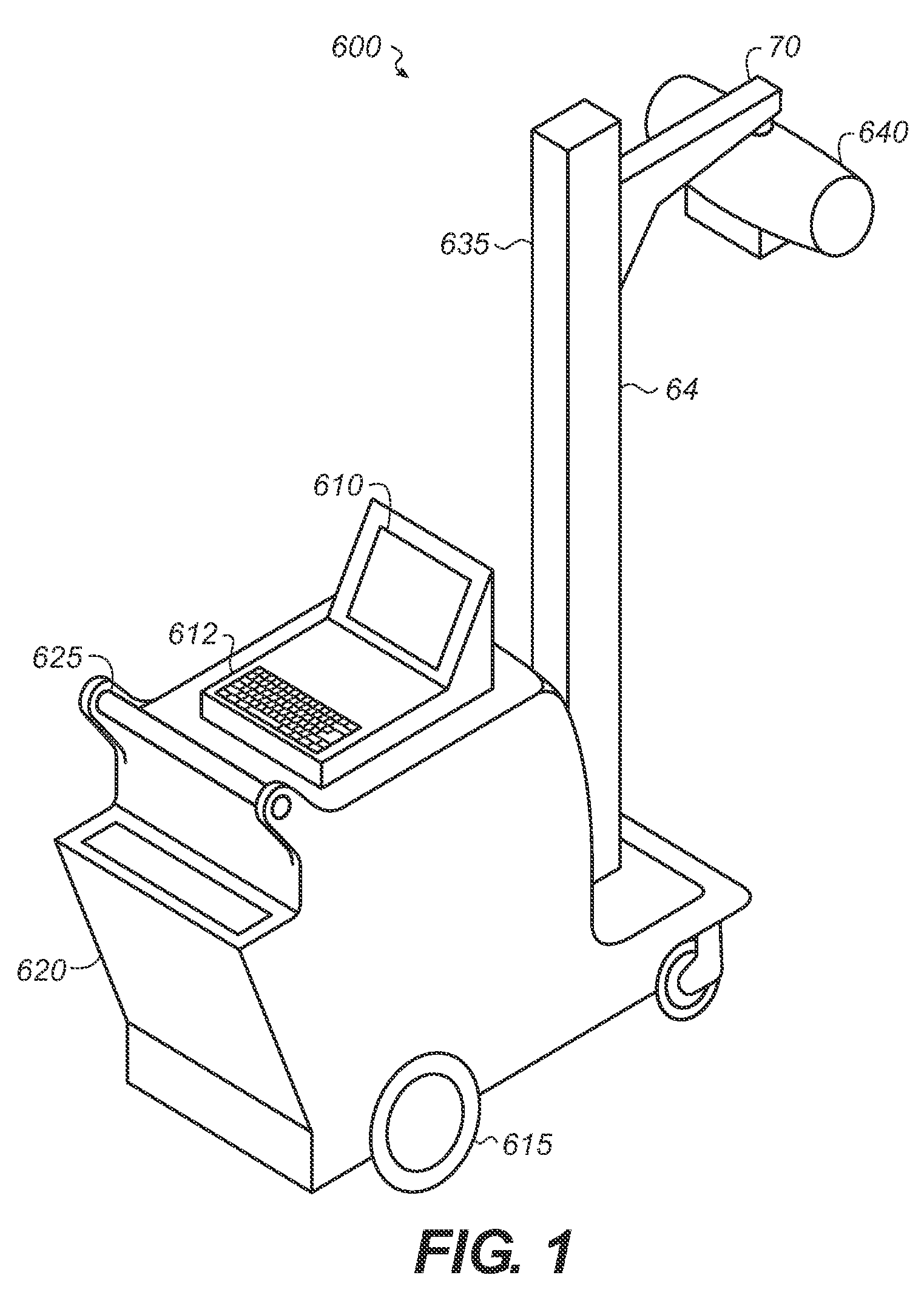 Collapsible column movement apparatus for mobile x-ray device