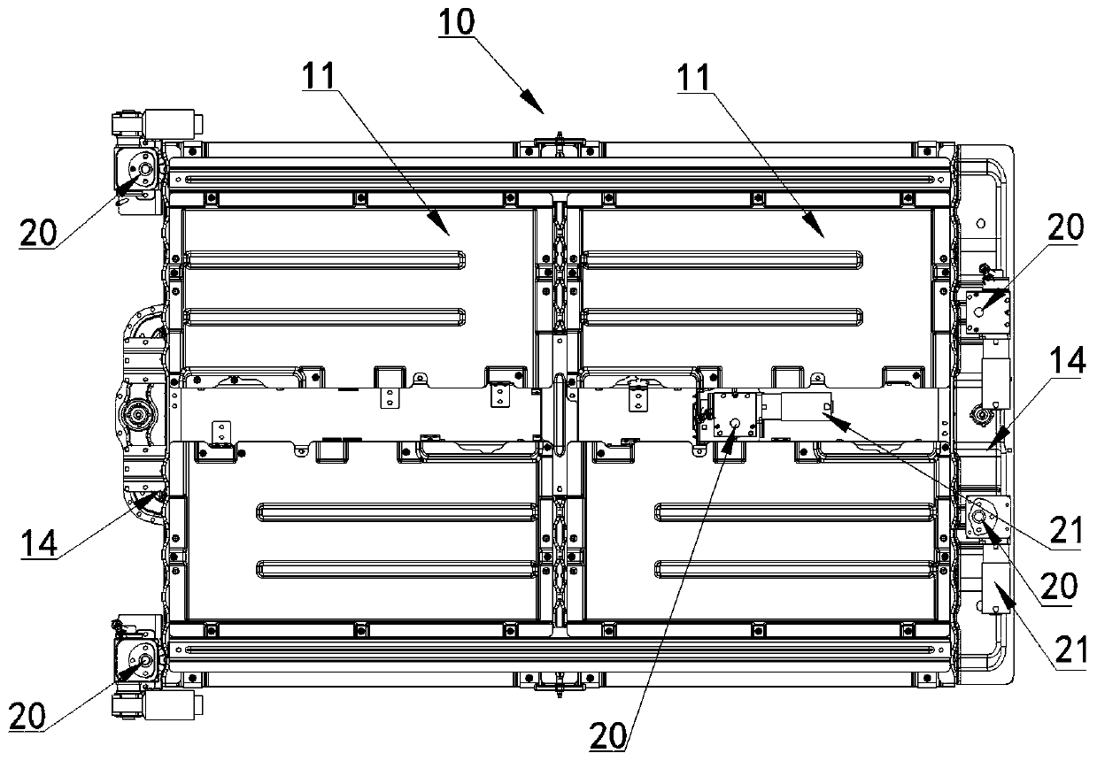 Battery frame lifting system and lifting method