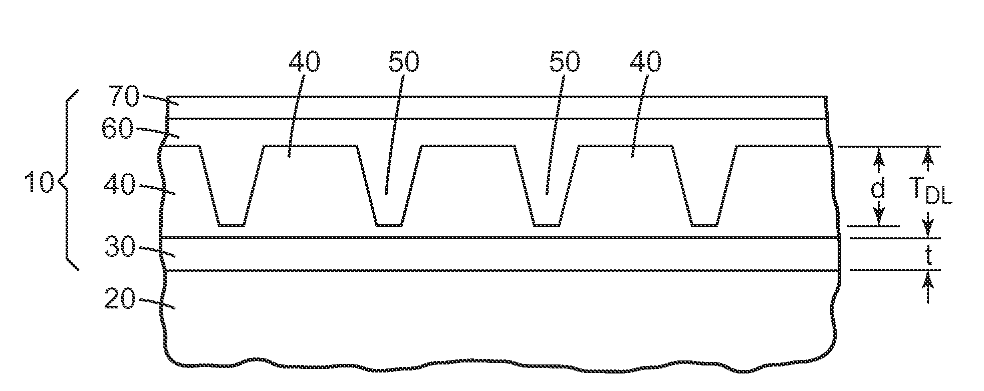 Lightning protection sheet with patterned discriminator