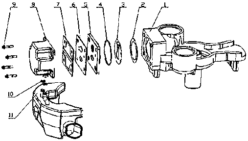 Gas suction and discharge structure for compressor