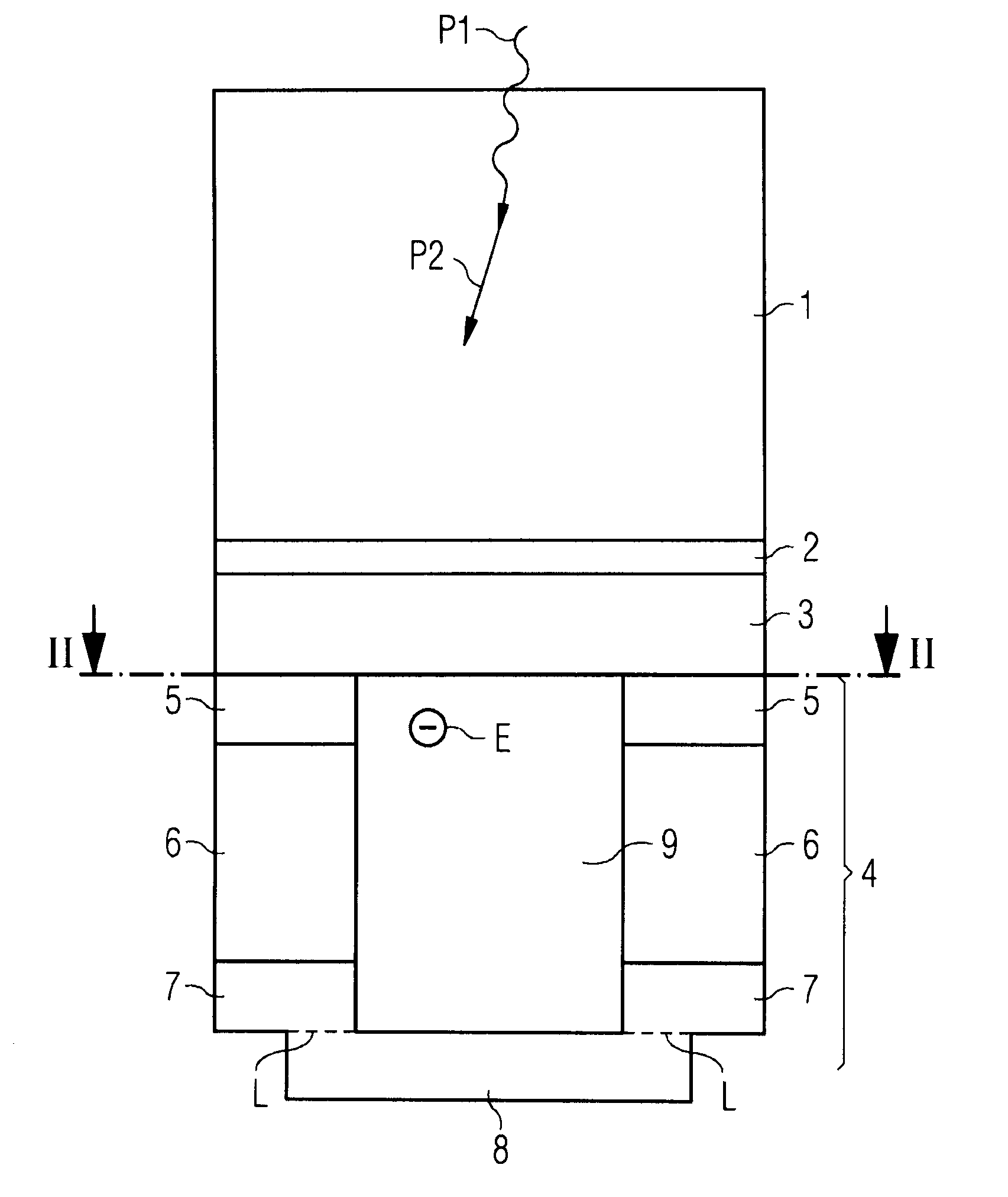 A detector for radiation, particularly high energy electromagnetic radiation