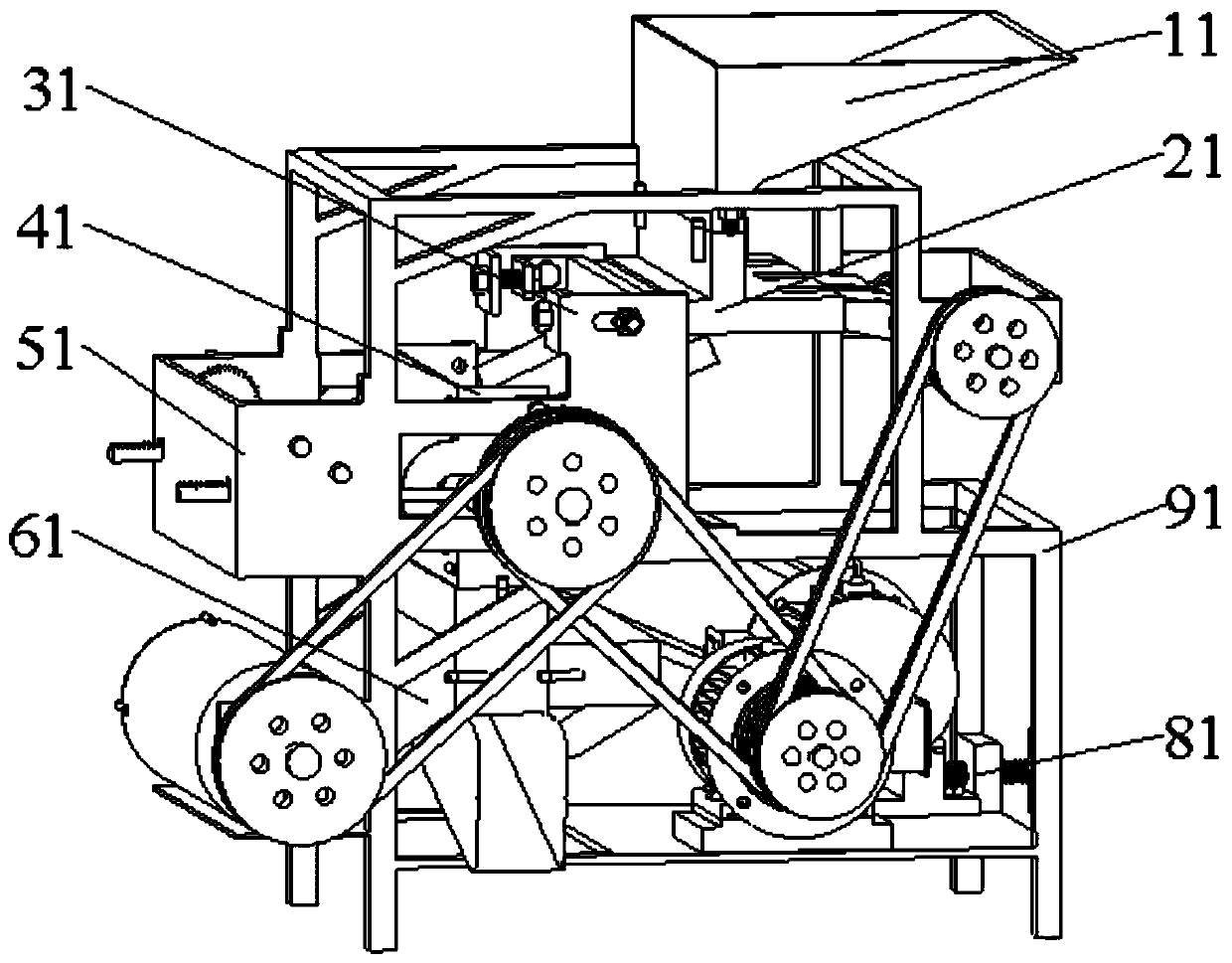 Adjustable impact roller press-type hevea brasiliensis fruit shell-breaking machine and use method thereof