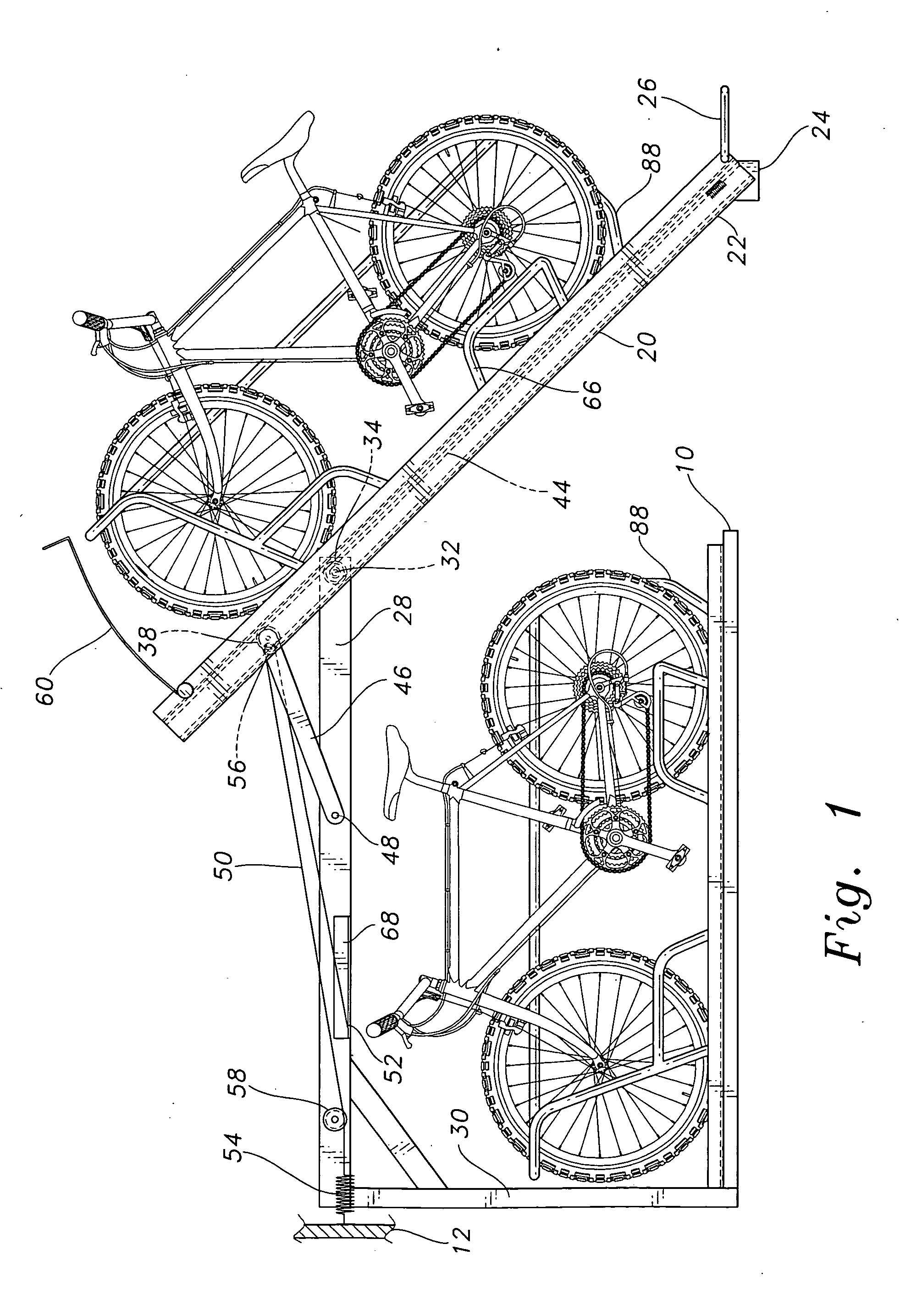 Bilevel bicycle storage system