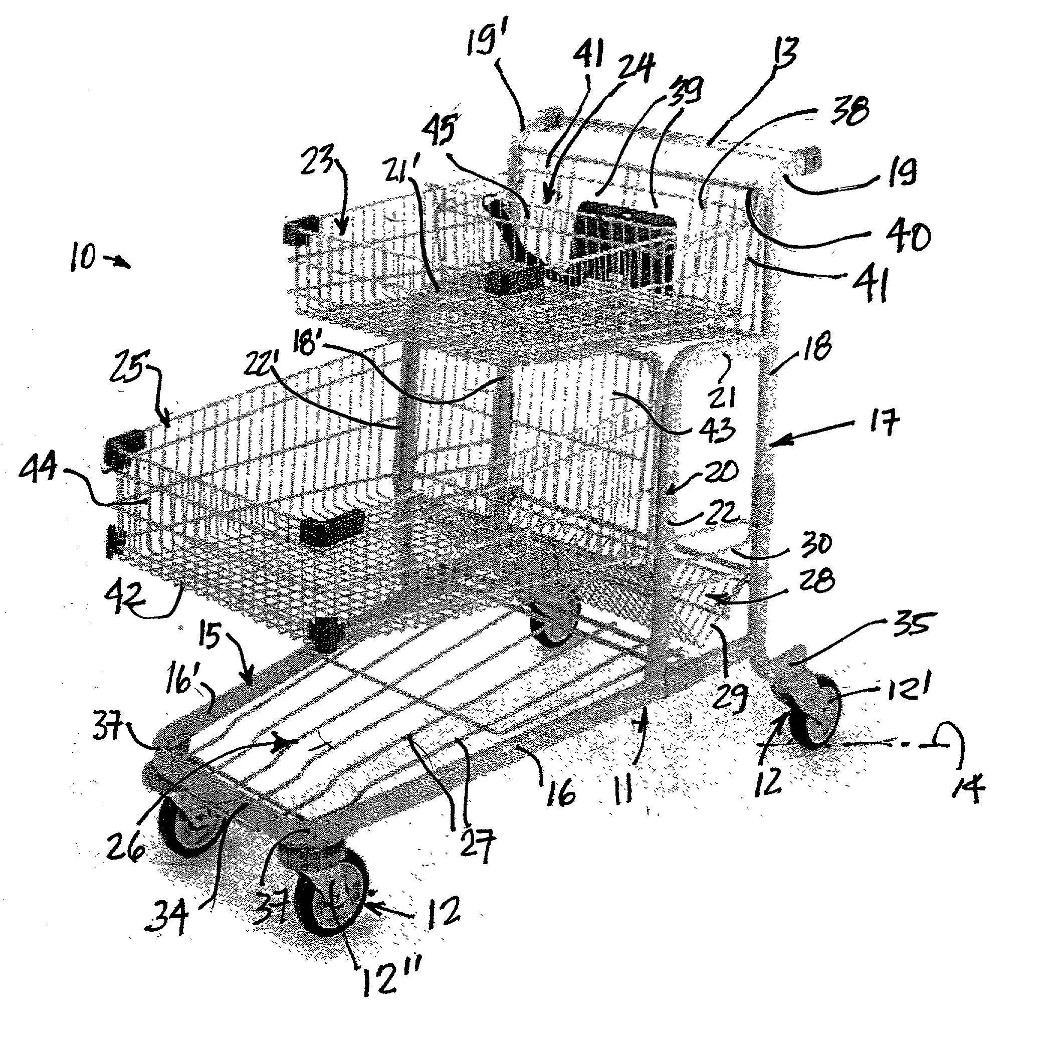 Shopping cart with dedicated multi-compartments