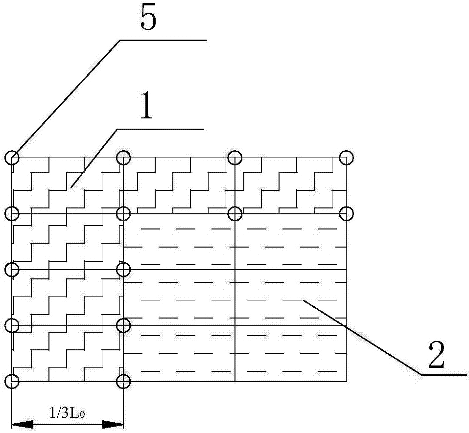 Room-pillar-like type coal mining method for filling near goafs through roof cutting