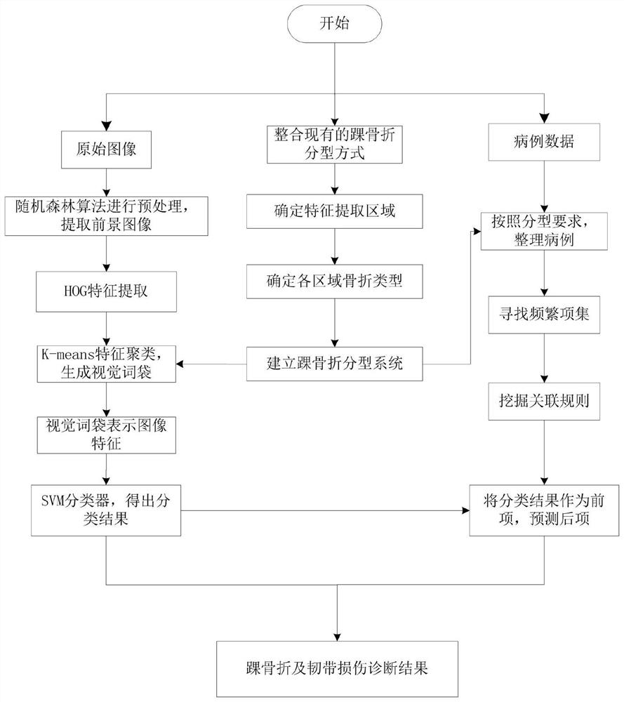 Ankle fracture and ligament injury diagnosis method based on machine learning