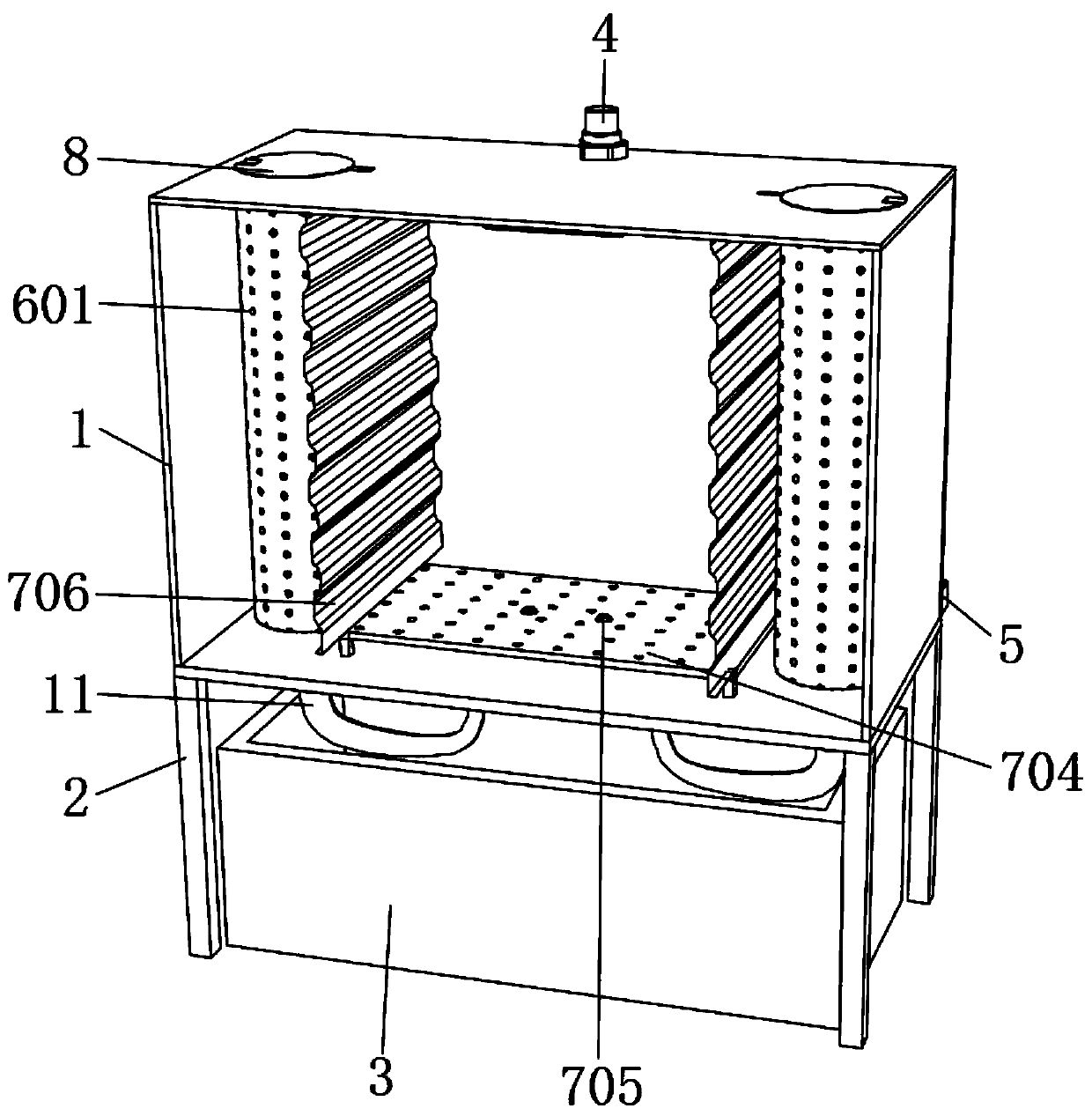 Textile fabric cleaning device capable of preventing secondary adsorption based on ultrasonic vibration cleaning