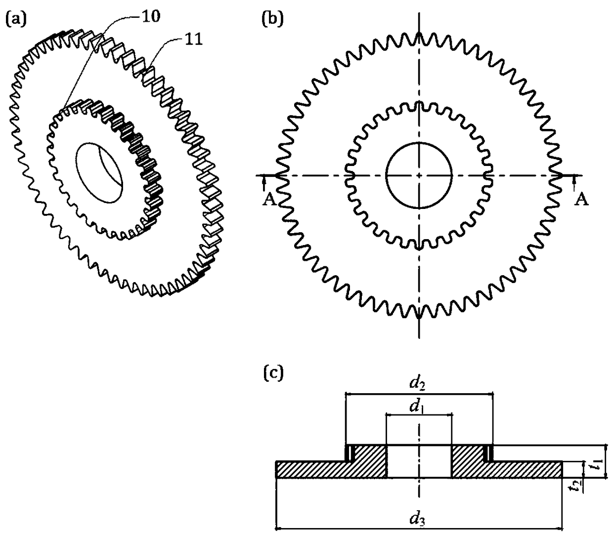 Double gear forging process and die based on sheet metal volume forming