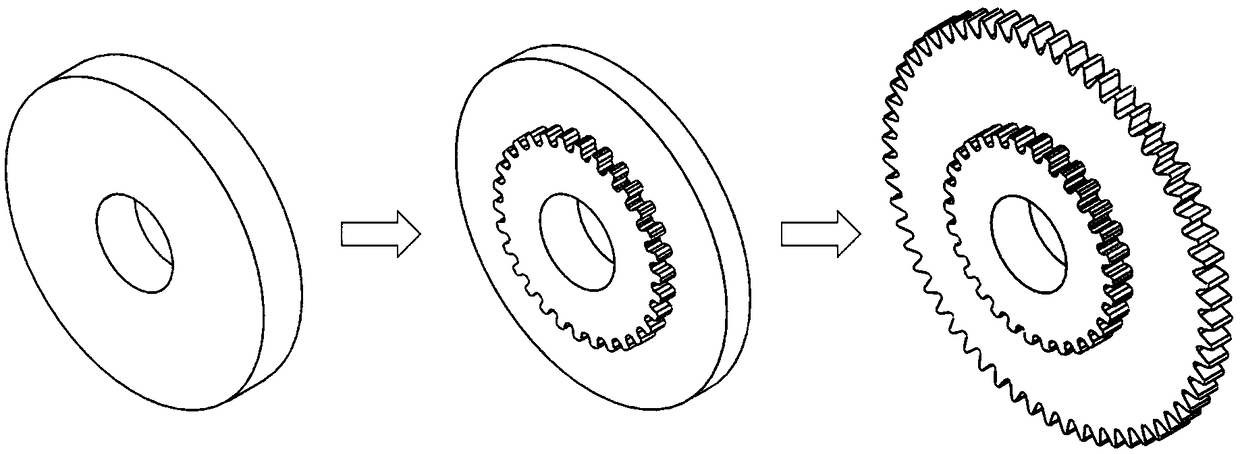 Double gear forging process and die based on sheet metal volume forming