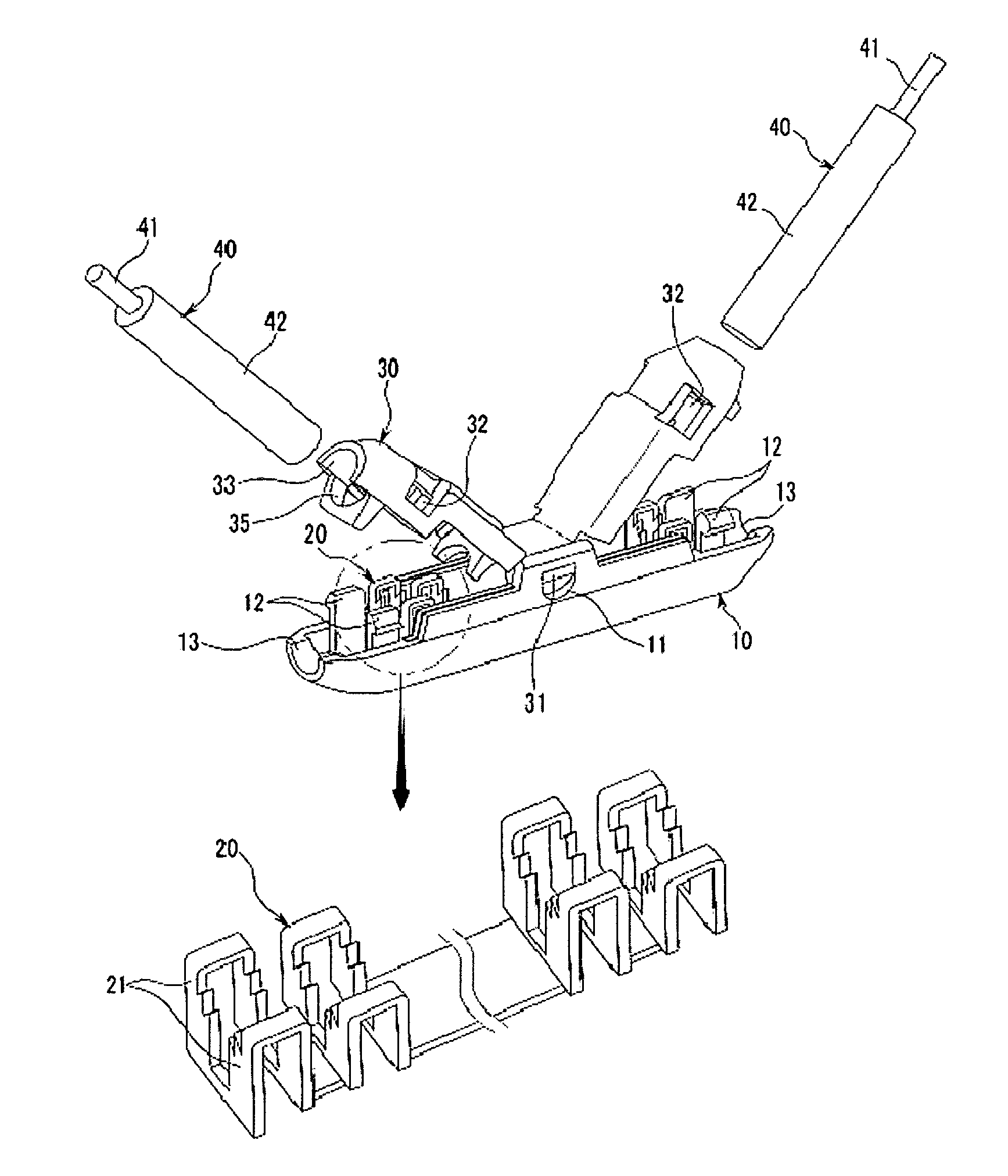 Electric wire connector for press connecting electric wires