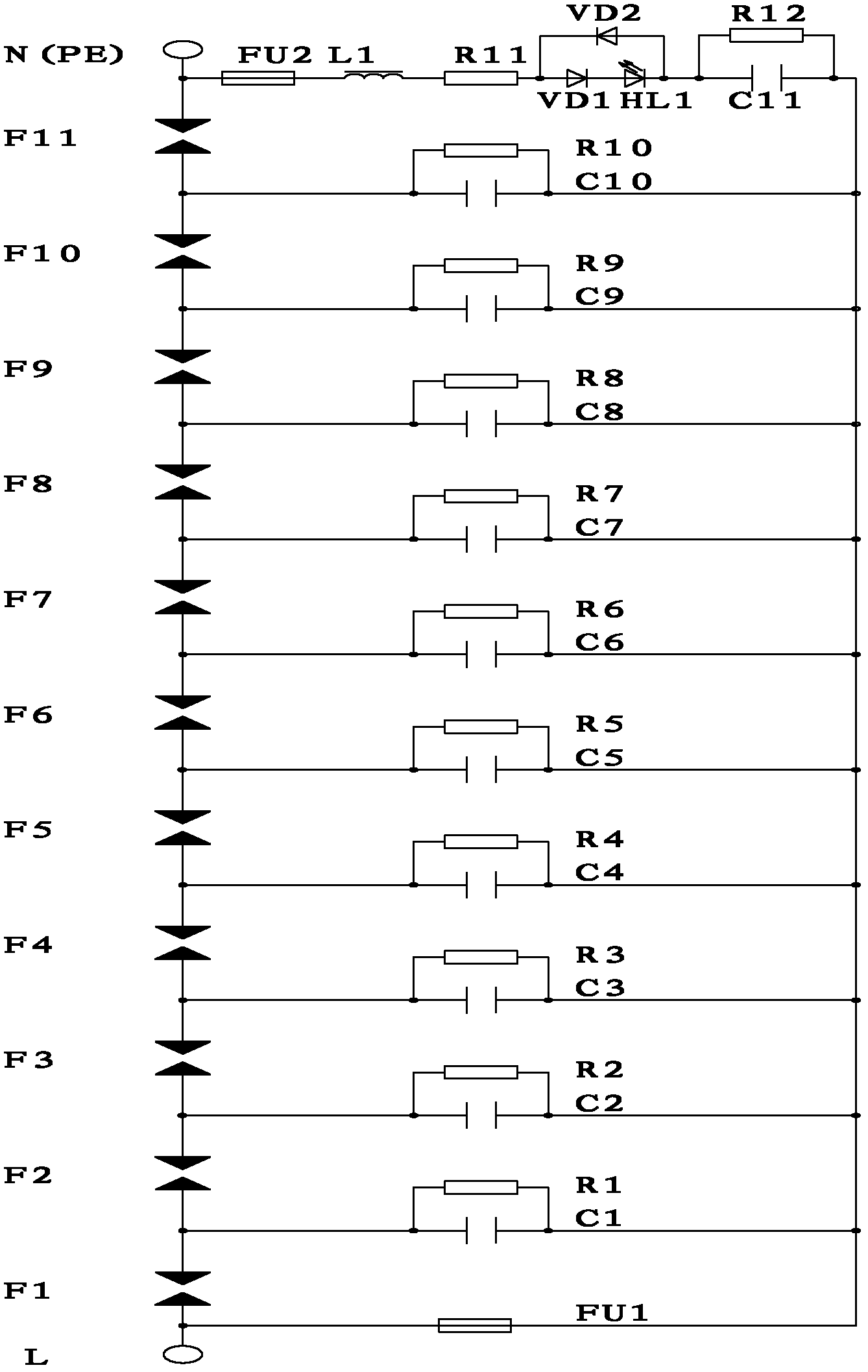 Multilayer discharge gap type surge protection device