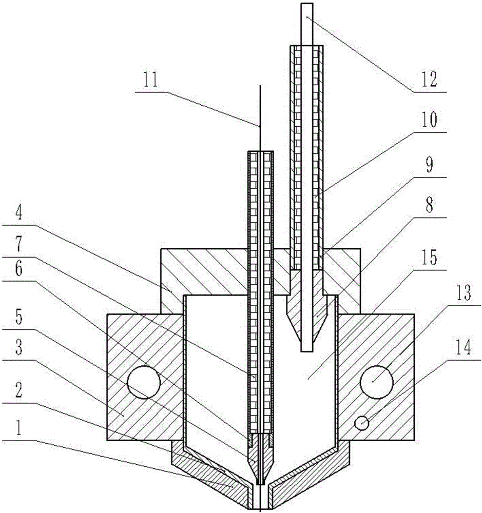 Spray head applicable to continuous fiber reinforced composite material additive manufacturing