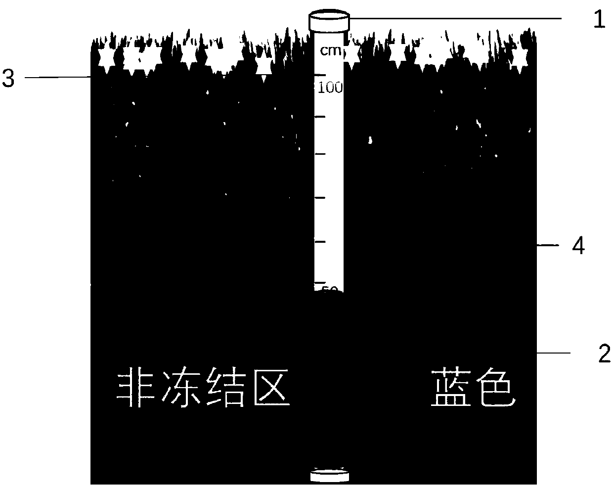 Soil frozen depth measuring device and measuring method