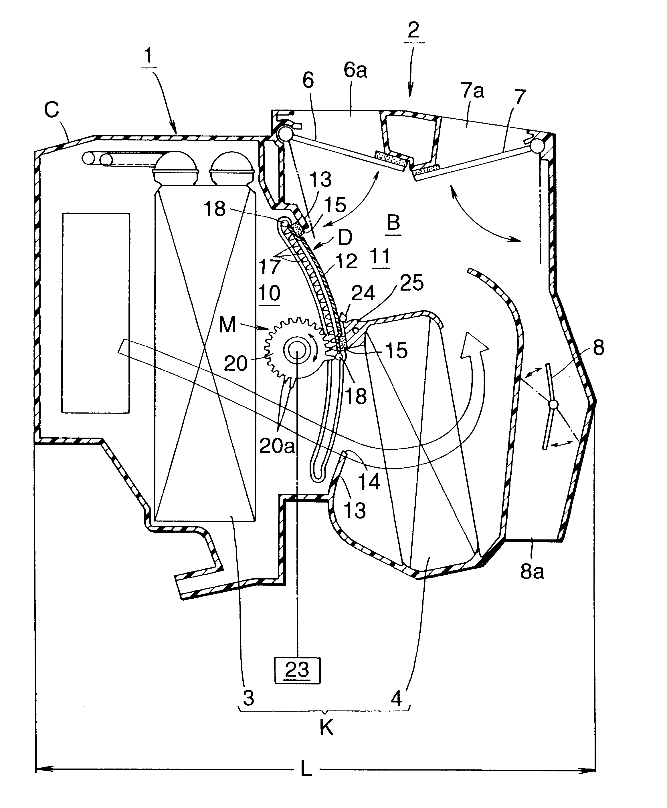 Door mechanism for automobile air conditioner