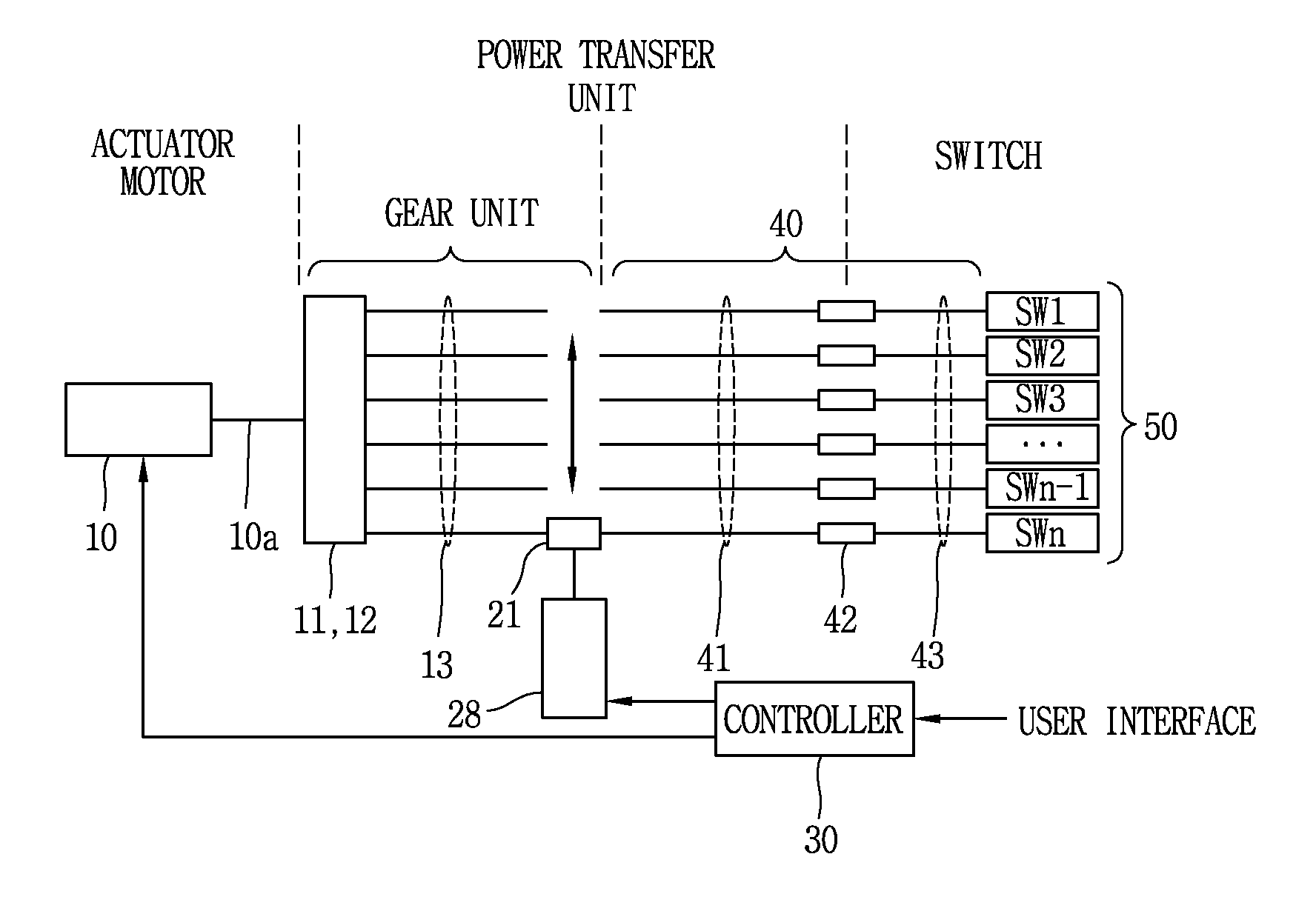 Common actuator system of multi switches for switchgear